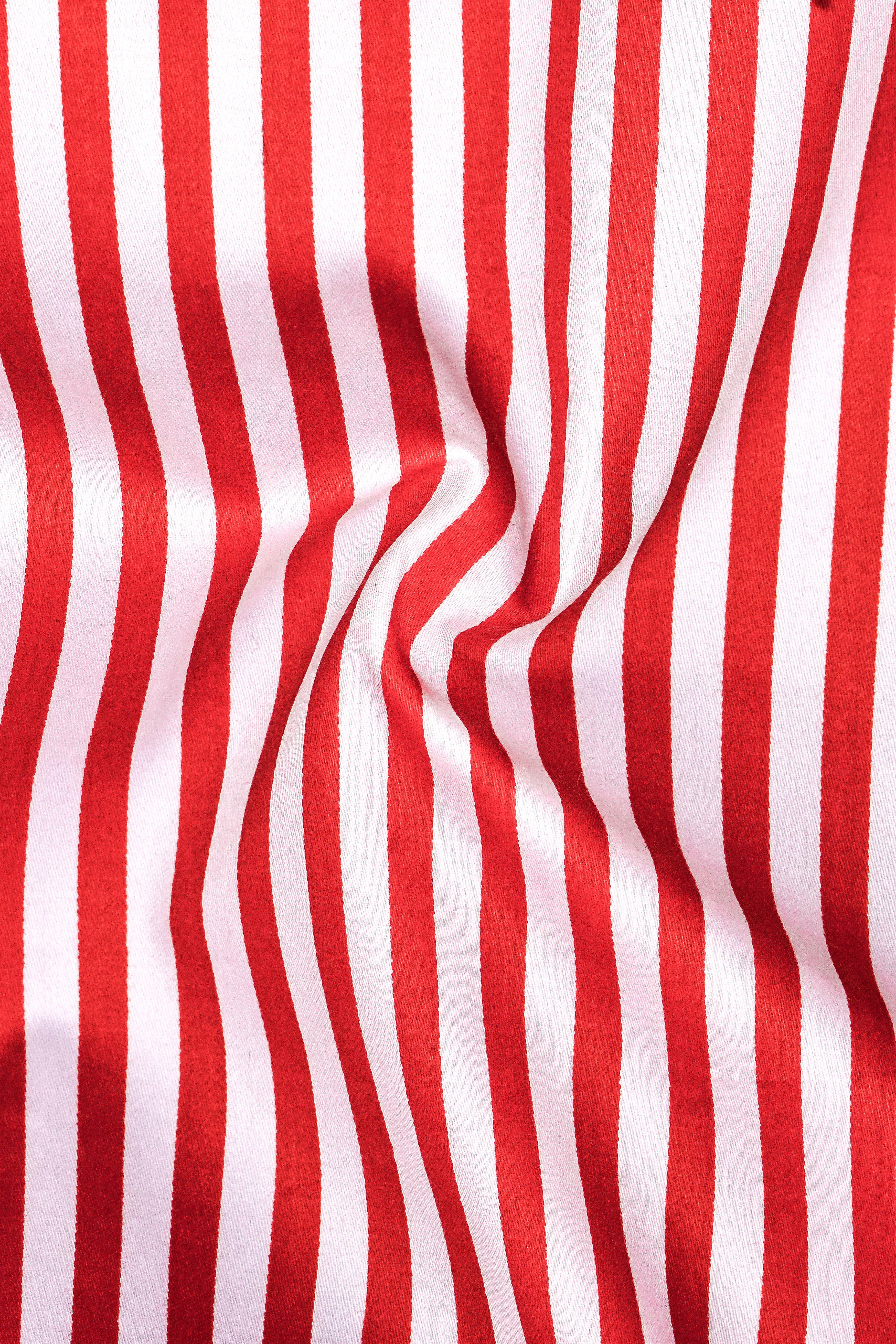 Cuffire-Milano Red And Bright White Striped Super Soft Premium Cotton Formal White Cuff Collar Shirt