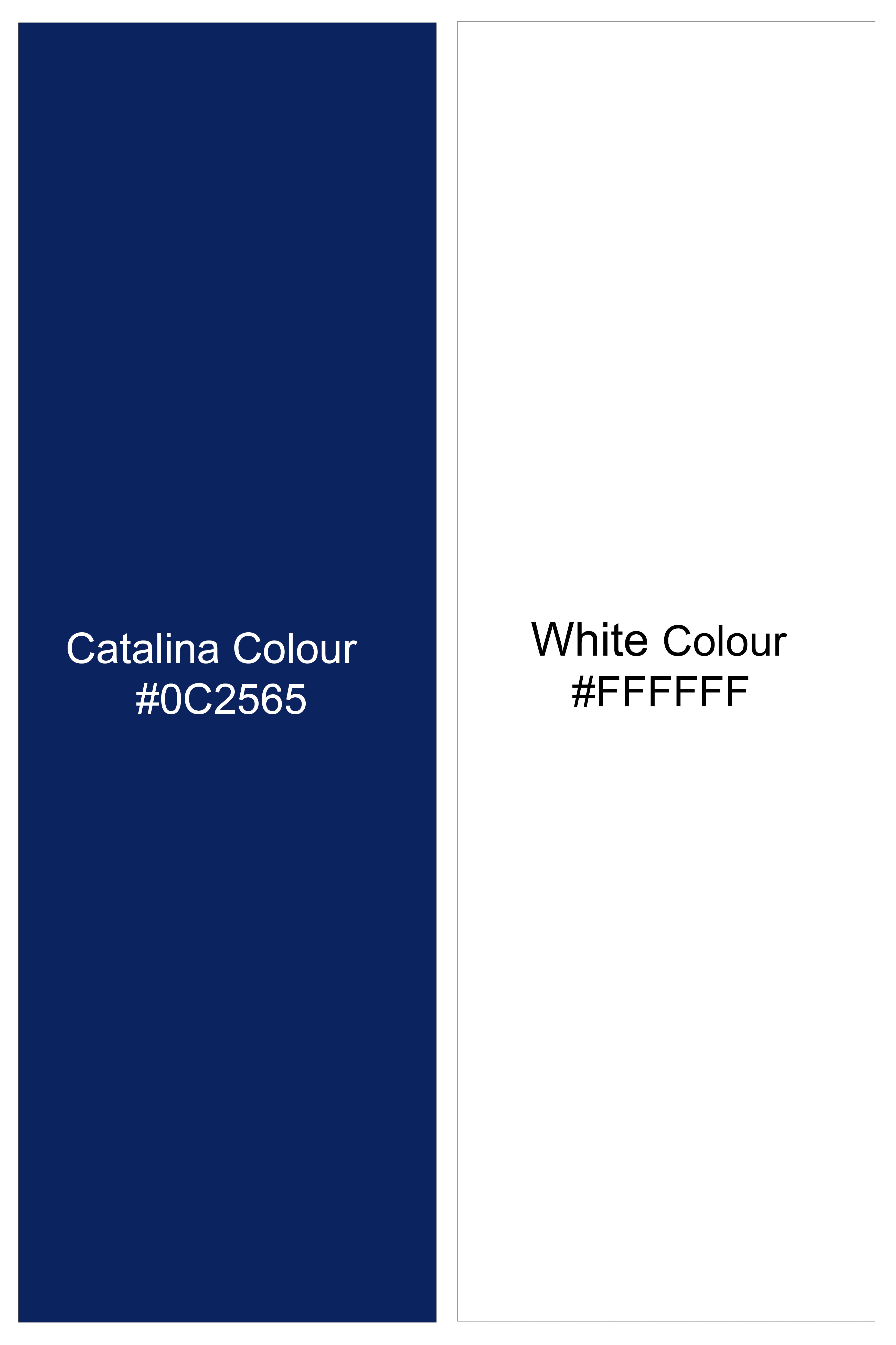 Oceanor-Catalina Blue And Bright White Striped Super Soft Premium Cotton Formal White Cuff Collar Shirt