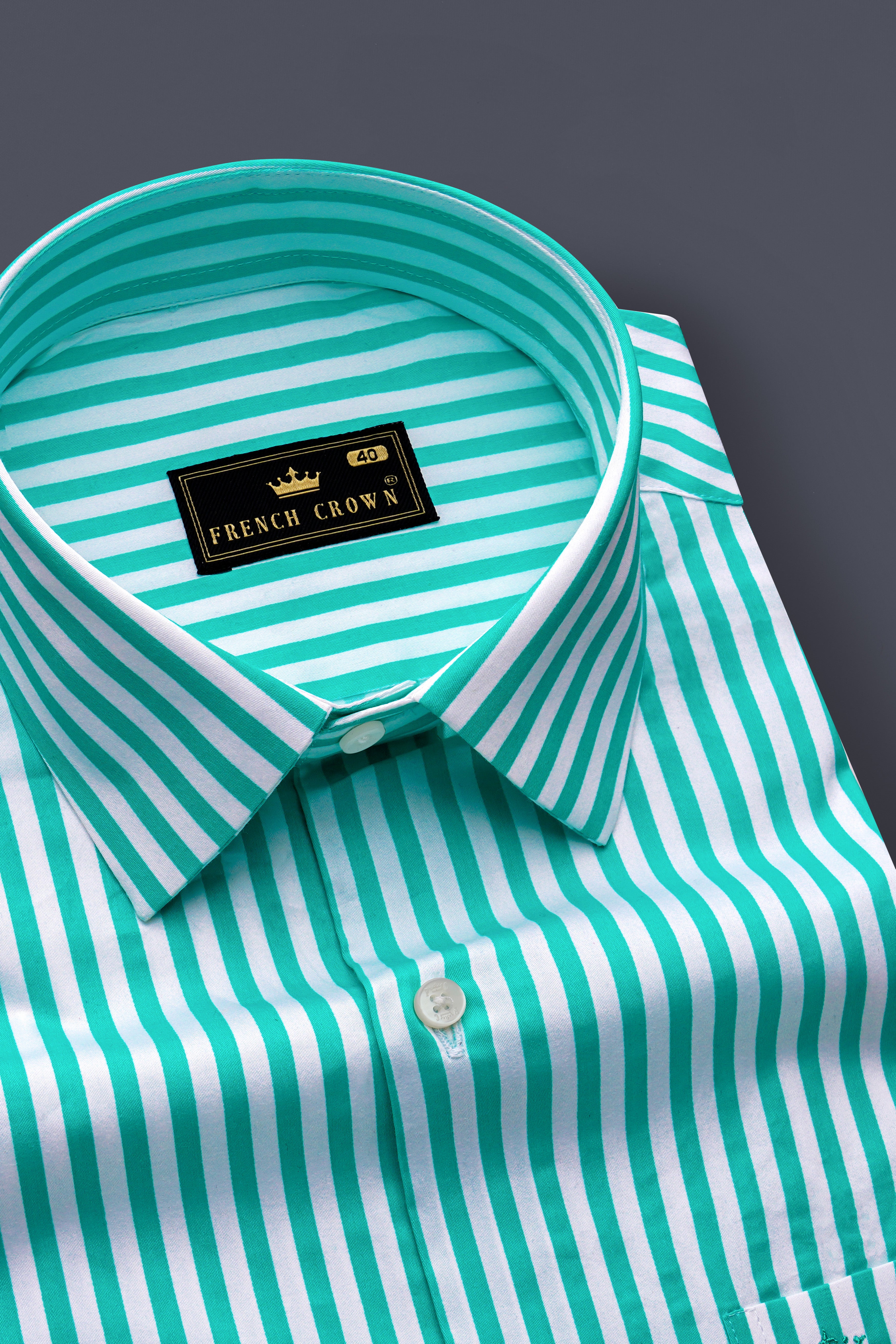 Lochinvar Blue And Bright White Striped Subtle Sheen Super Soft Premium Cotton Dress Shirt