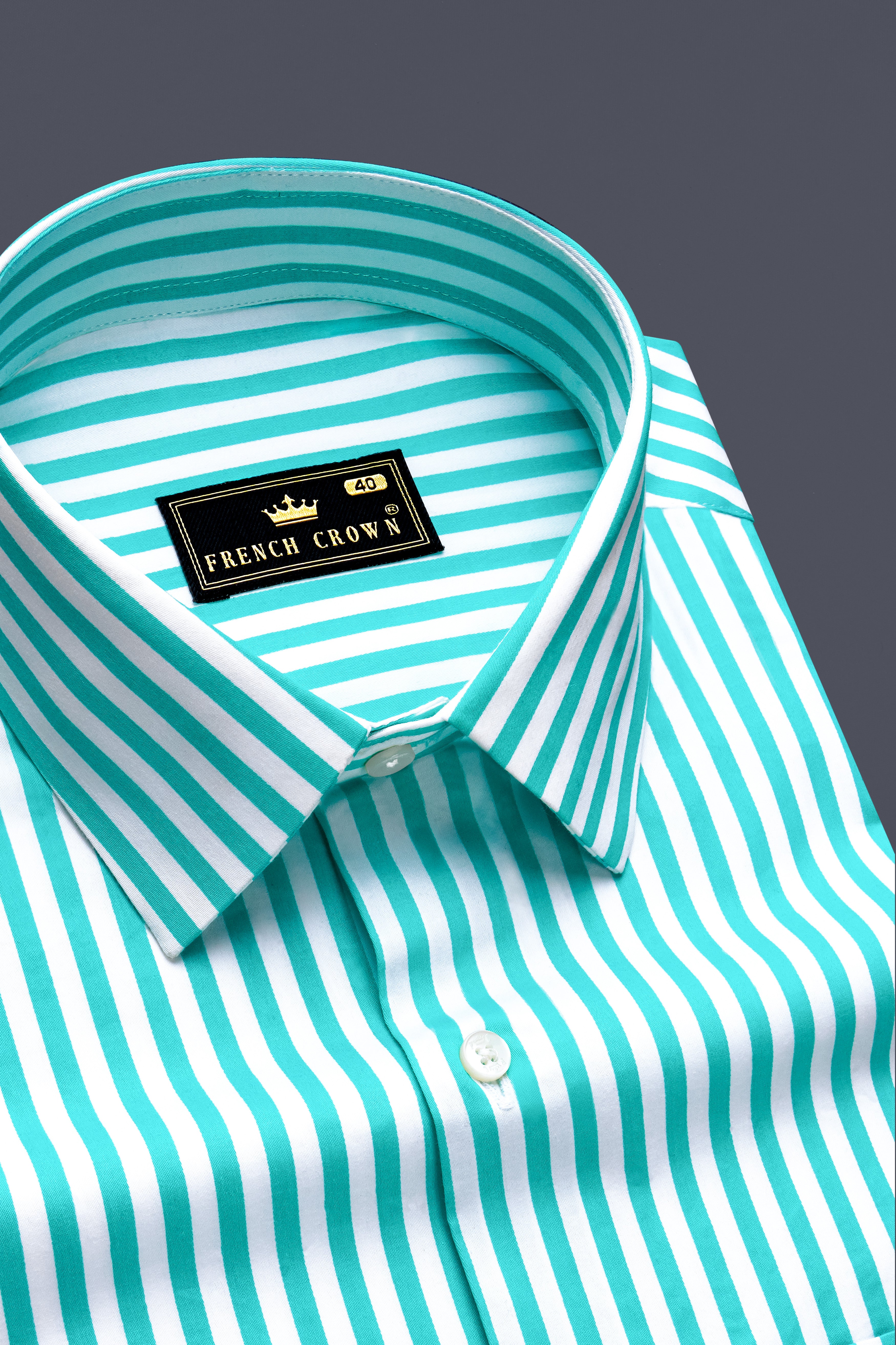 Lochinvar Blue And Bright White Striped Subtle Sheen Super Soft Premium Cotton Dress Shirt