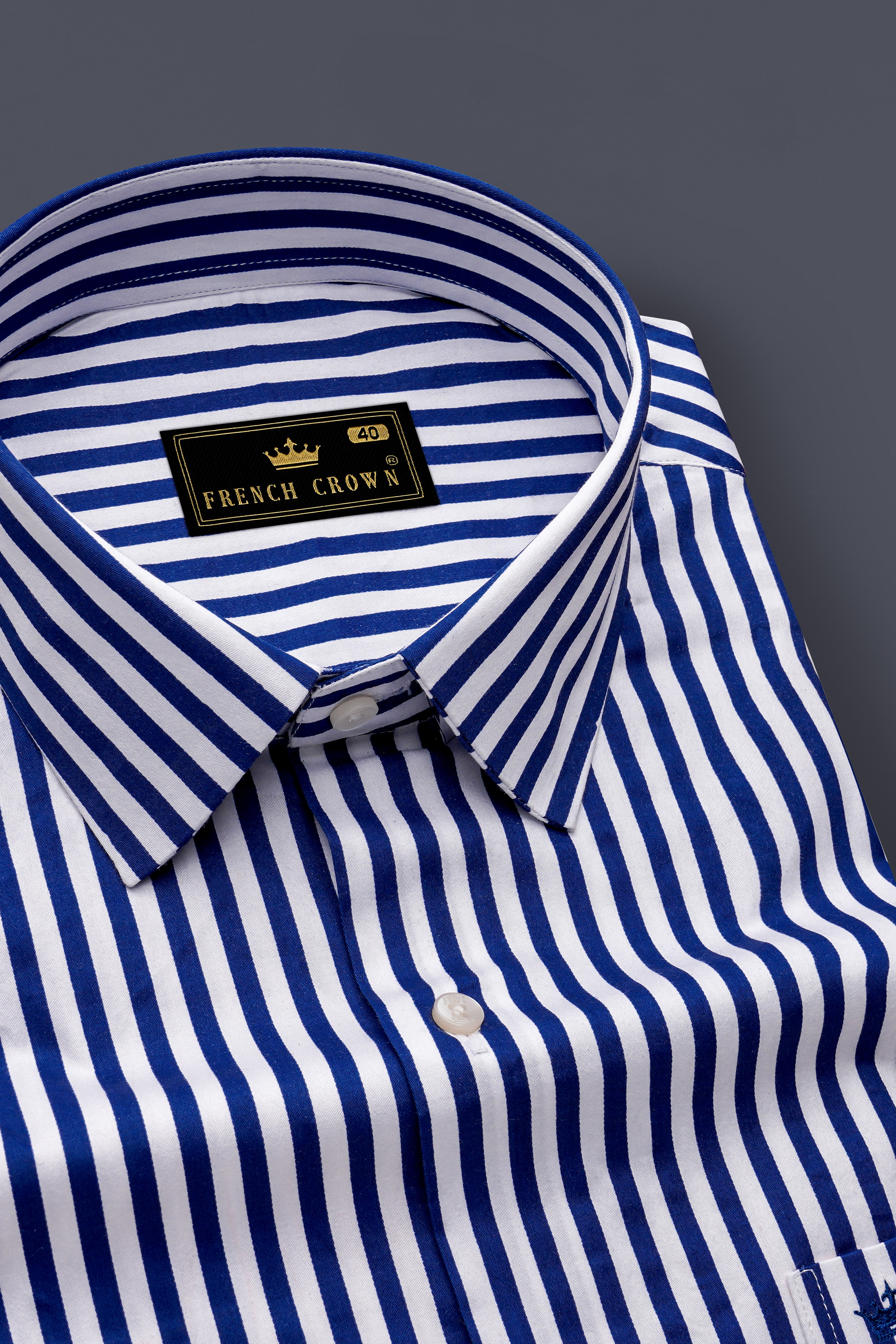 Catalina Blue And Bright White Striped Subtle Sheen Super Soft Premium Cotton Dress Shirt