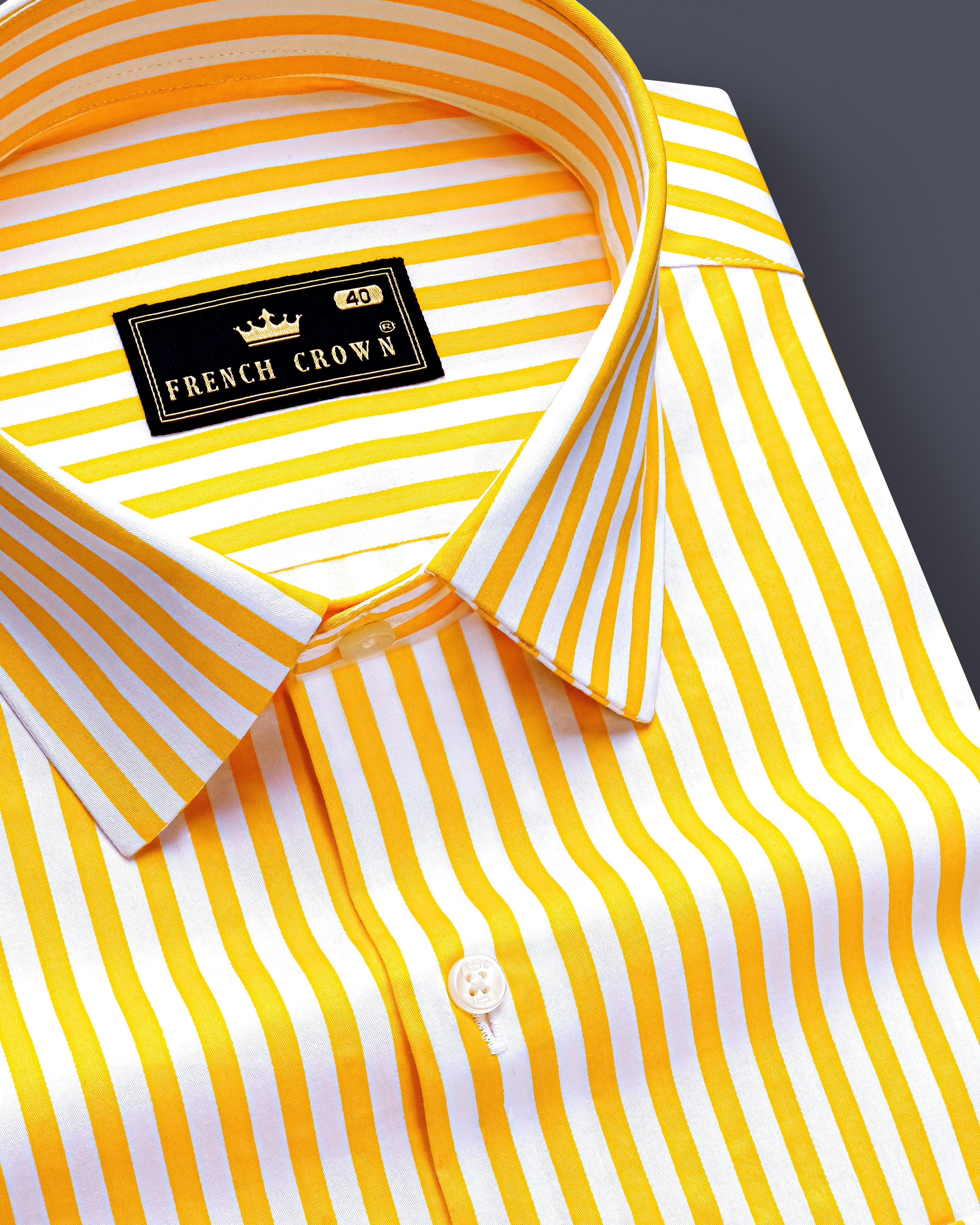 Koromiko Yellow And Bright White Formal Stripes Premium Cotton