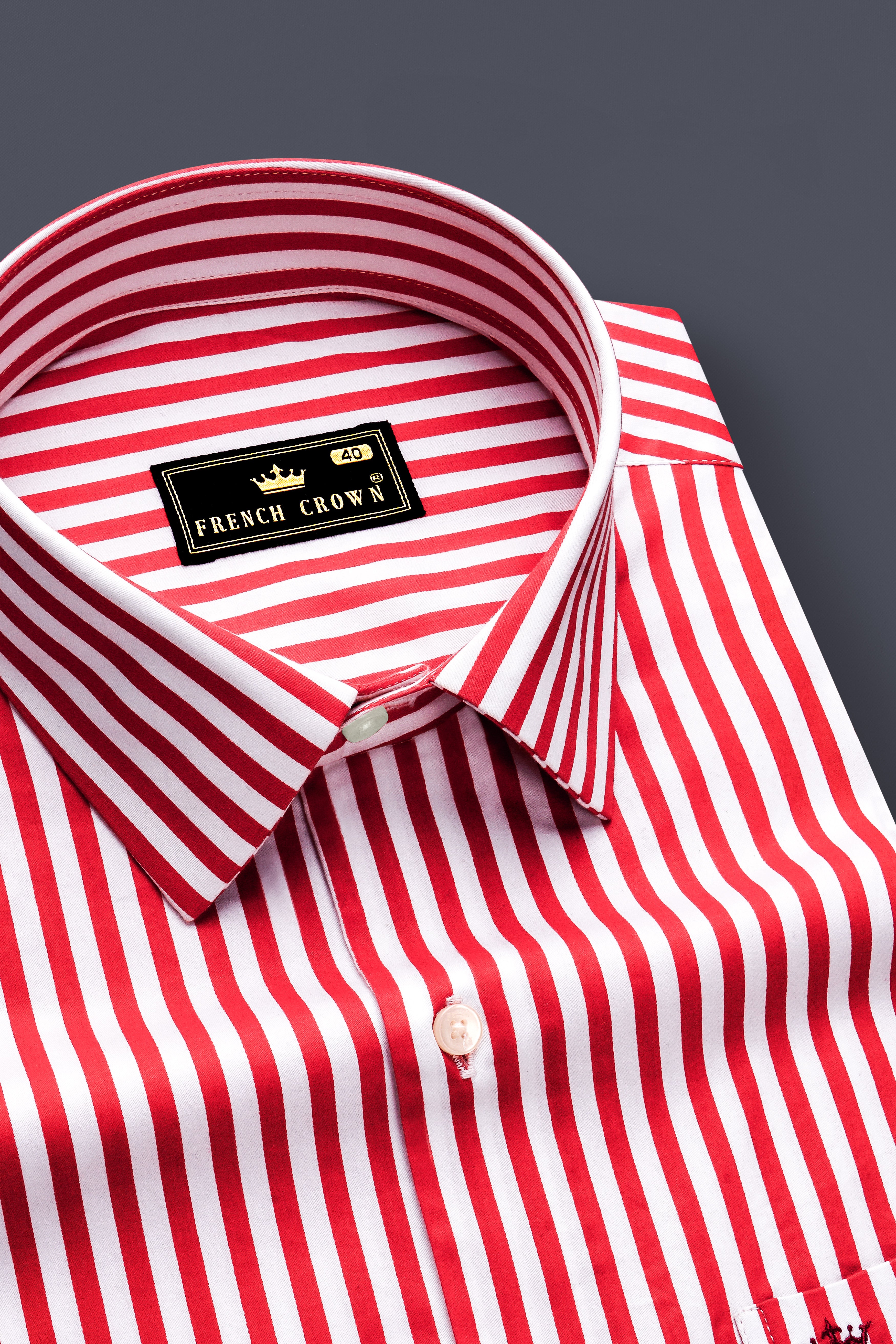 Cuffire-Milano Red And Bright White Striped Subtle Sheen Super Soft Premium Cotton Dress Shirt