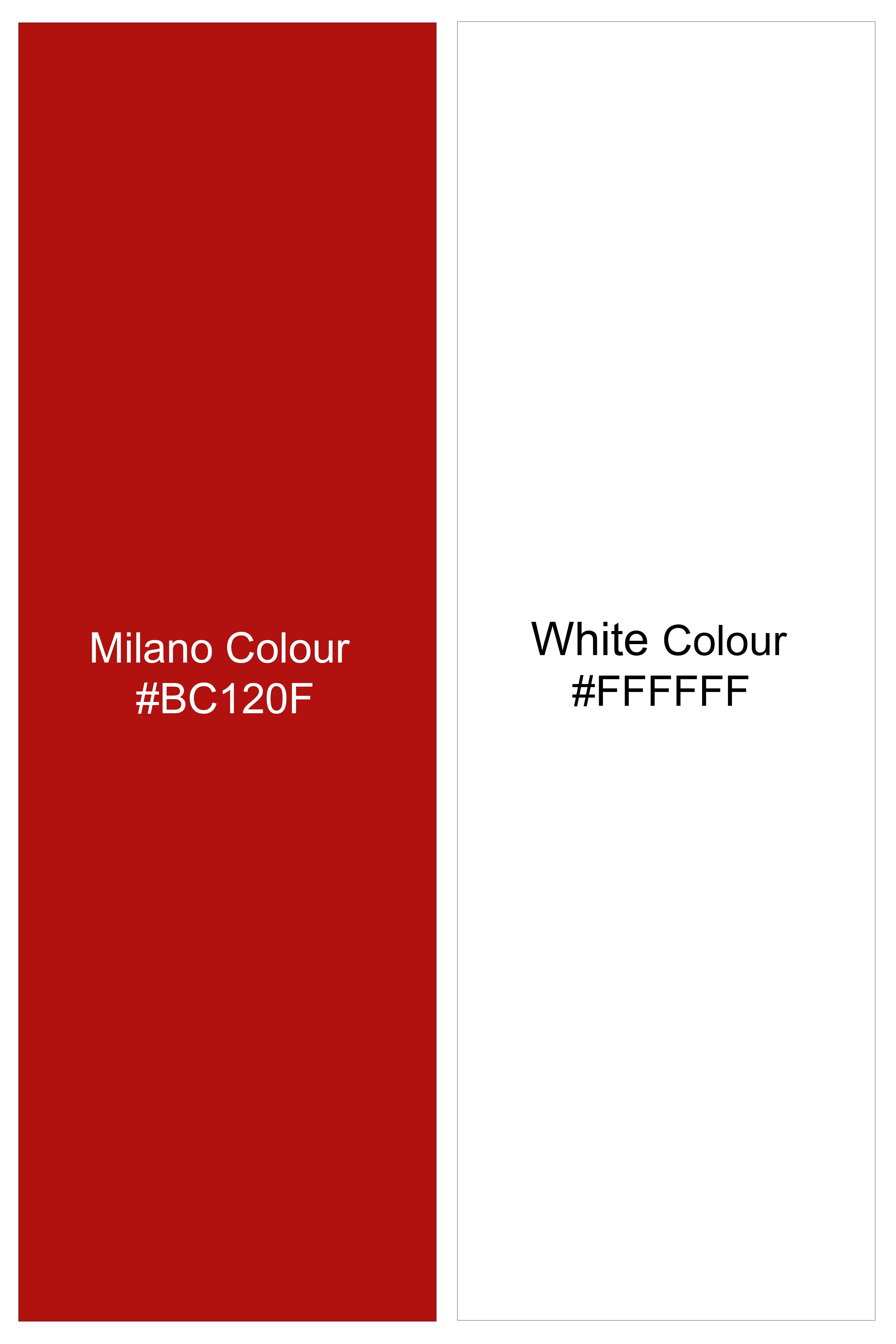 Milano Red And Bright White Striped Subtle Sheen Super Soft Premium Cotton Dress Shirt