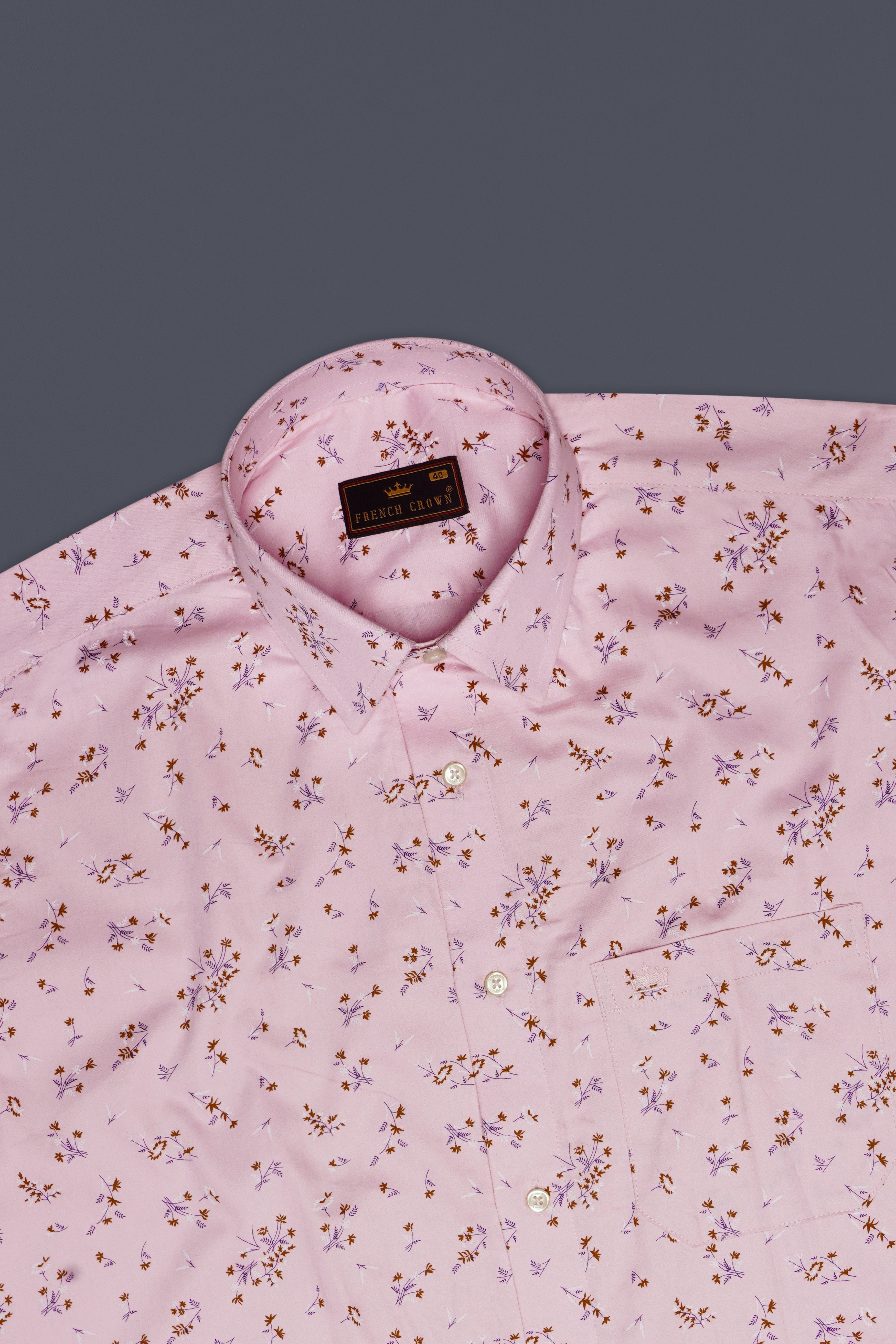 Florique-Lily Pink Floral Printed Subtle Sheen Super Soft Premium Cotton Casual Shirt
