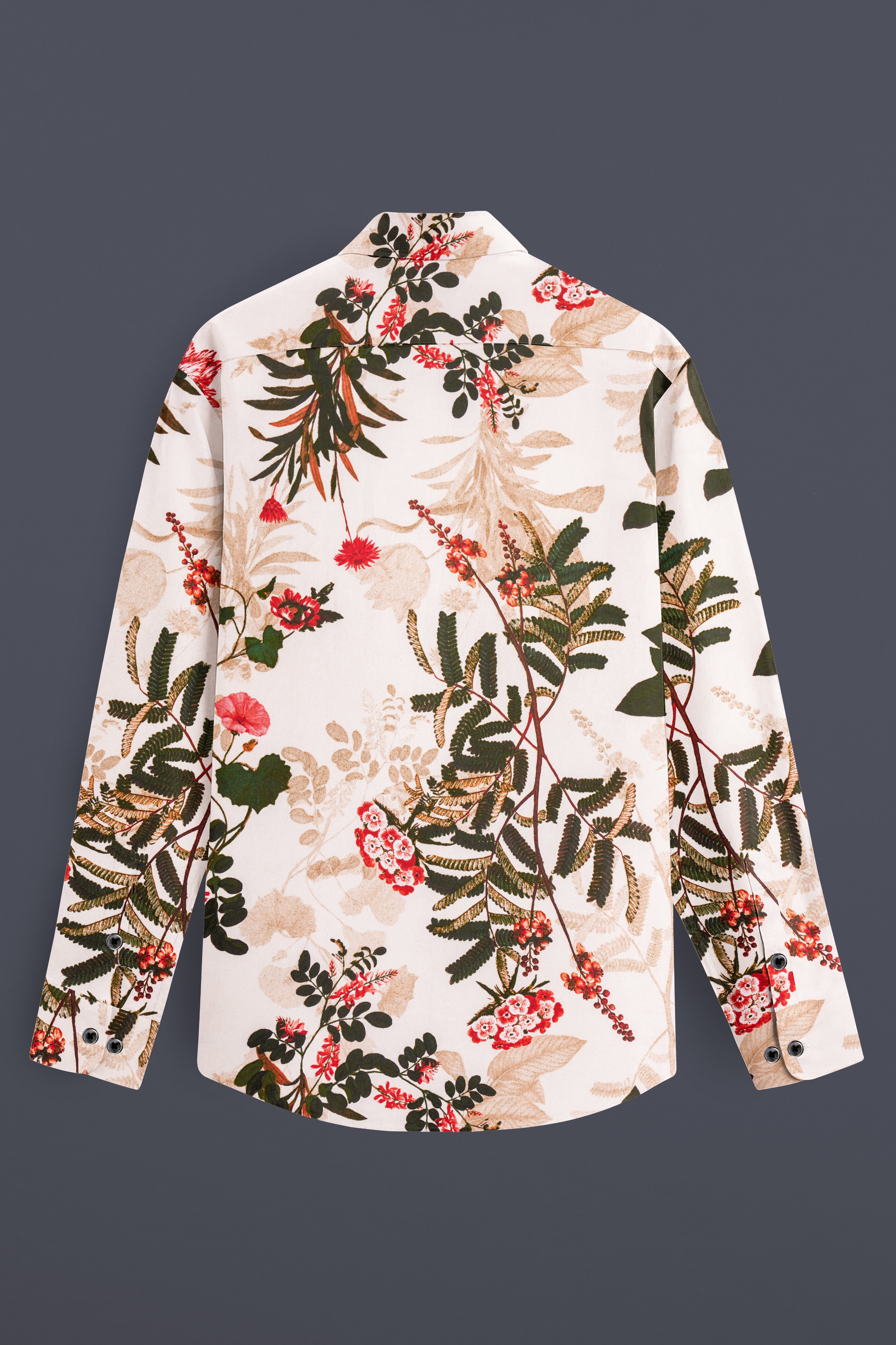 Creflora-Amour Cream And Rifle Green Floral Printed Subtle Sheen Super Soft Premium Casual Shirt