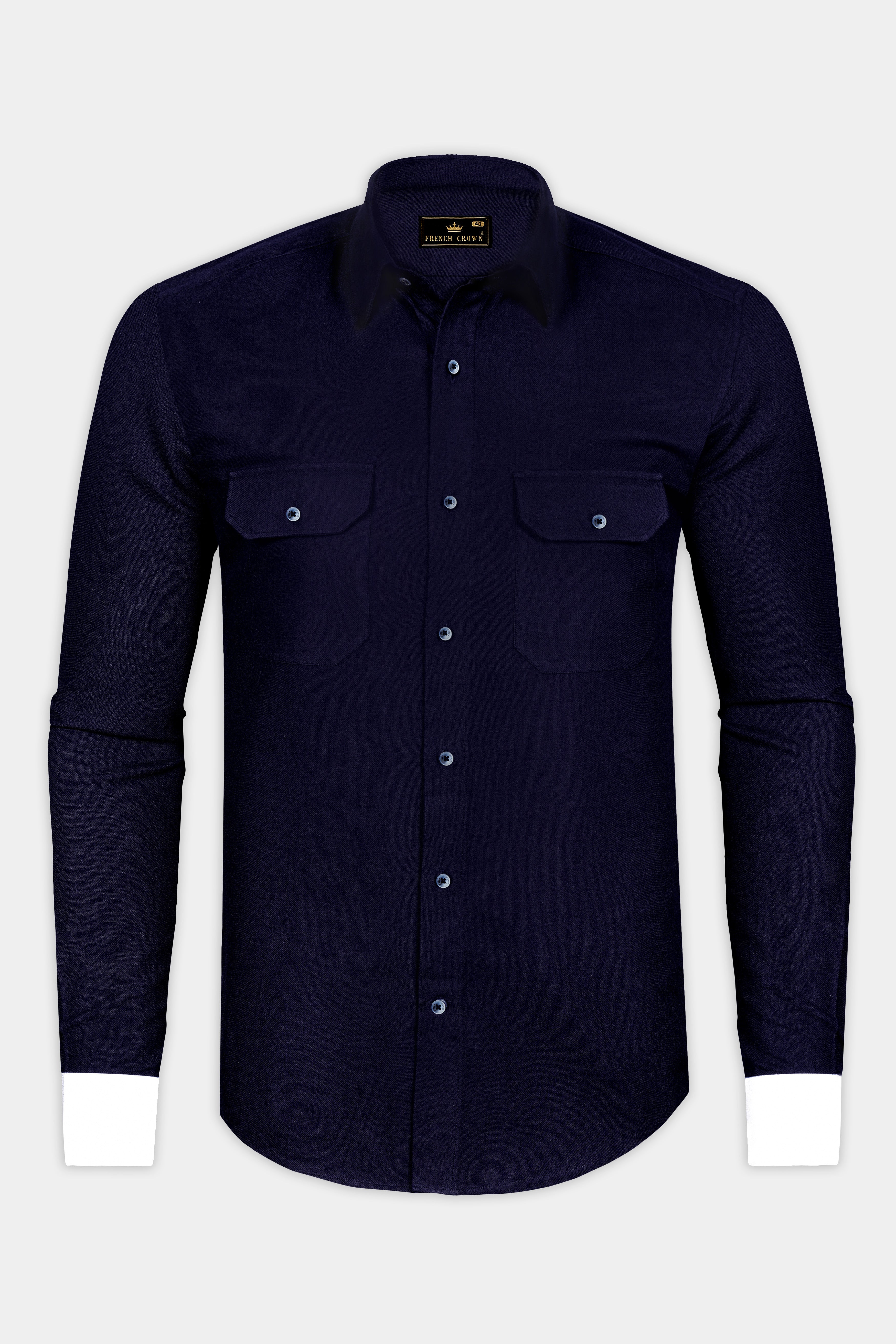 Blazic-Cinder Blue Heavyweight Super Soft Premium Flannel Cotton Casual Shirt