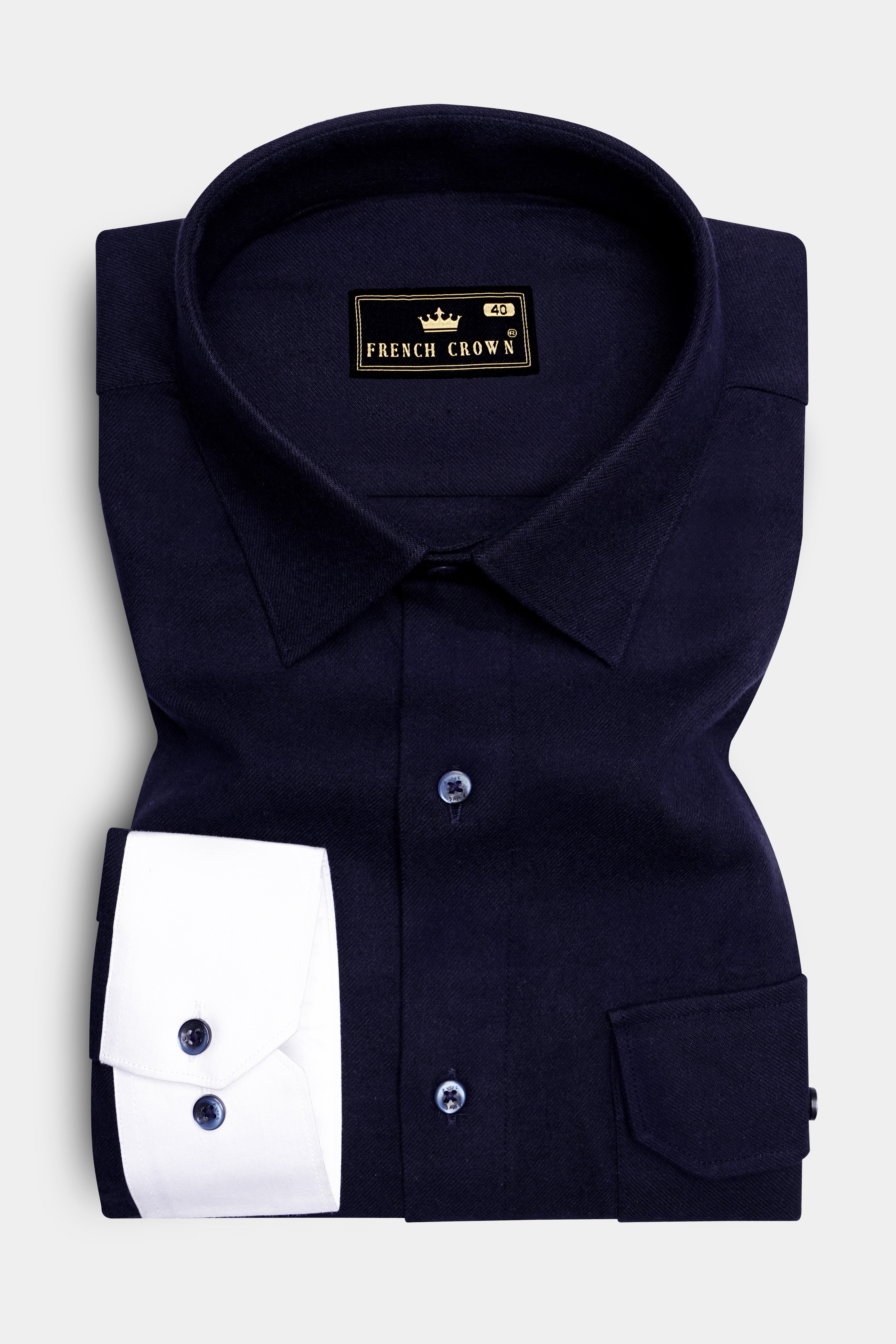 Blazic-Cinder Blue Heavyweight Super Soft Premium Flannel Cotton Casual Shirt