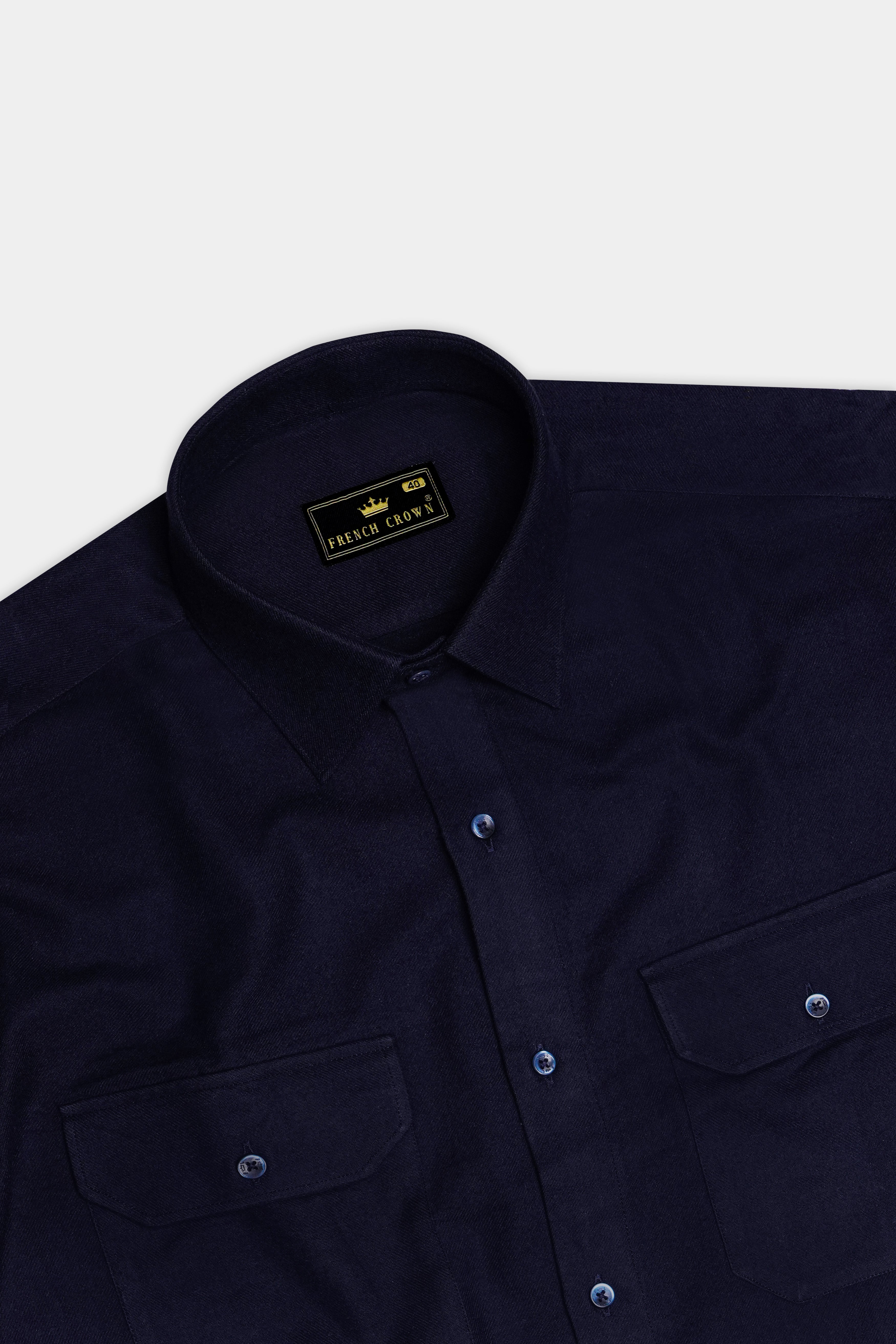 Blazic-Cinder Blue Heavyweight Super Soft Premium Flannel Cotton Casual Shirt