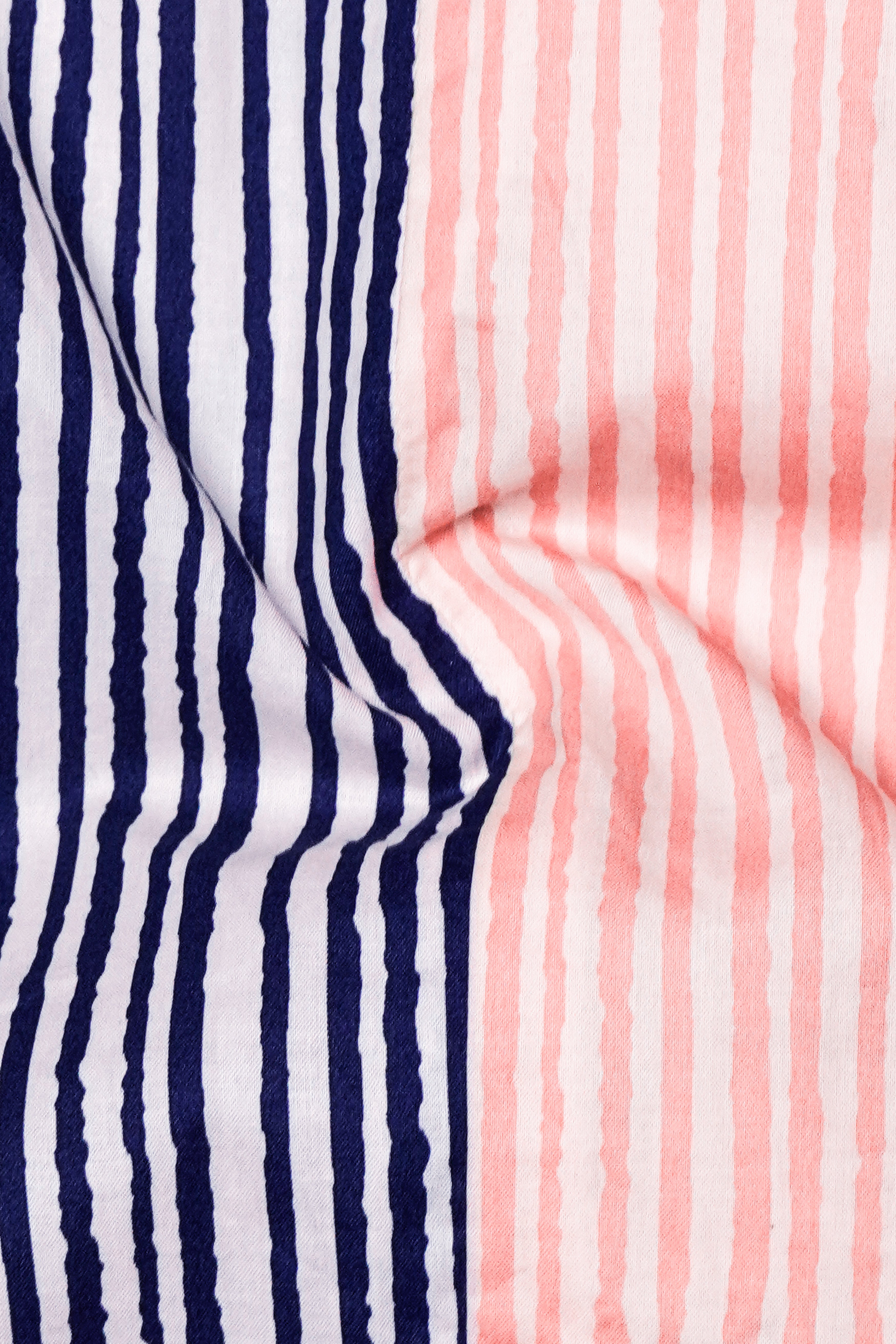 Bivalen-Biscay Blue And Mandys Pink Striped Subtle Sheen Super Soft Premium Cotton Designer Casual Shirt