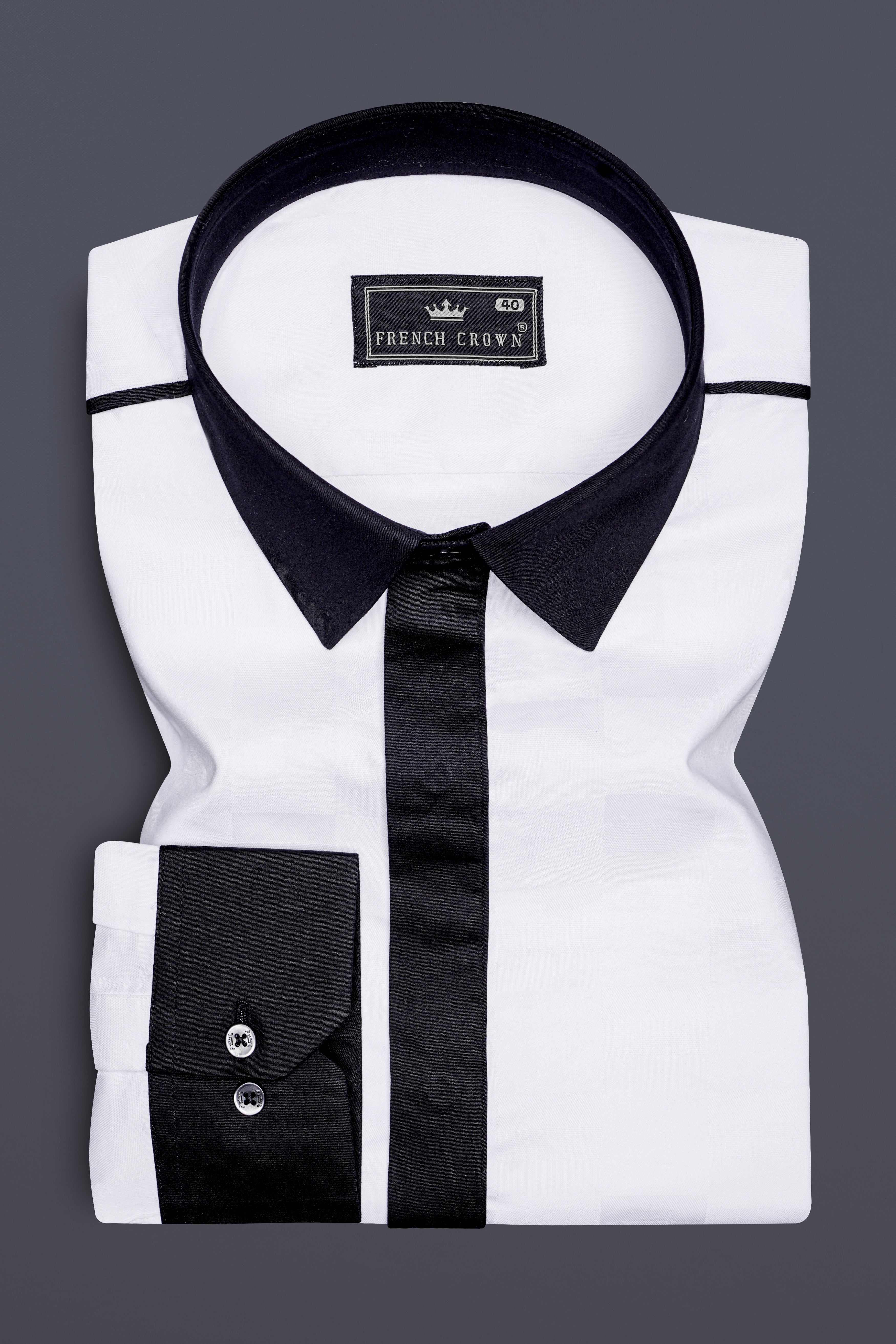 Splitro-Bright White And Jaguar Black Super Soft Premium Cotton Designer Casual Shirt