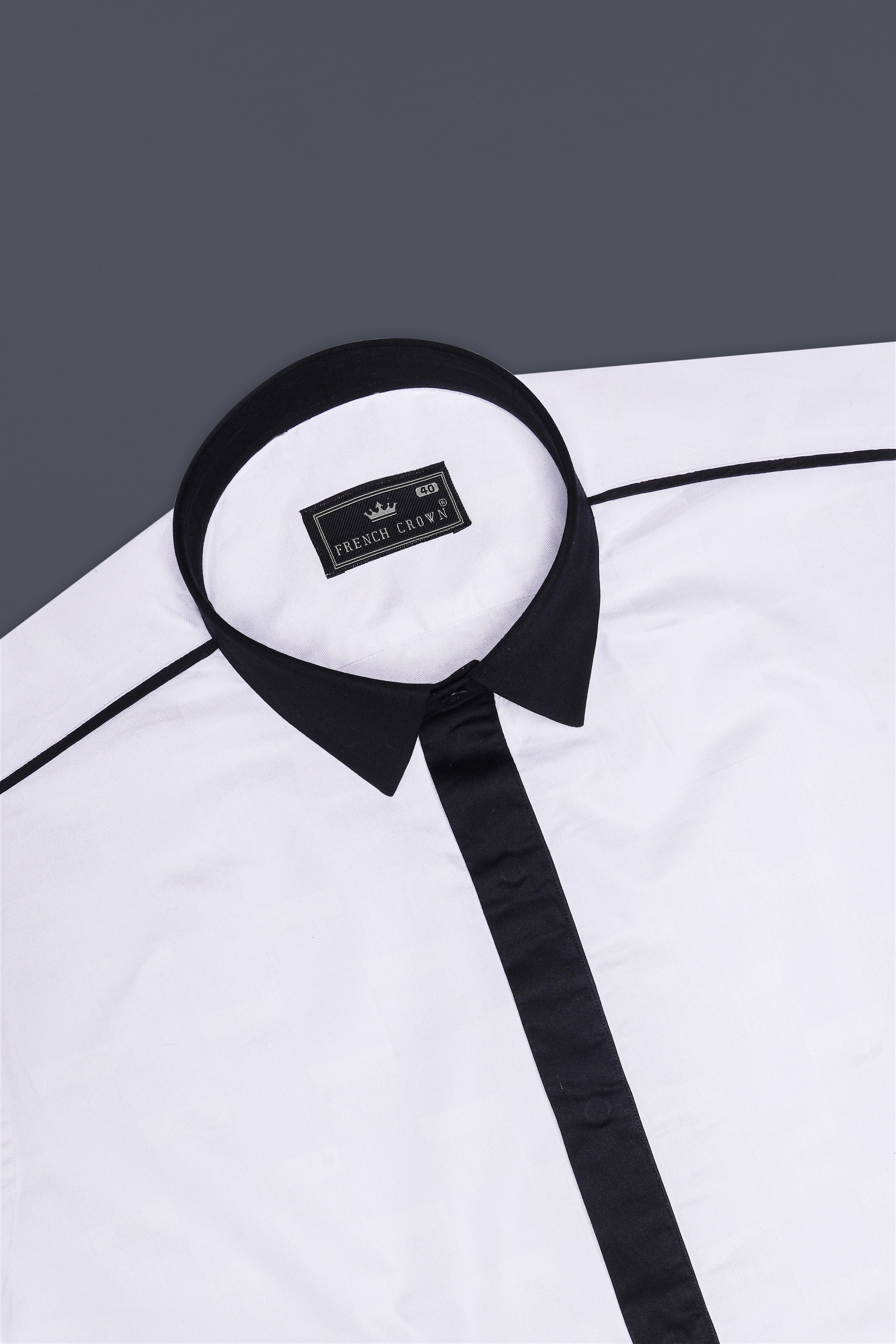 Splitro-Bright White And Jaguar Black Super Soft Premium Cotton Designer Casual Shirt