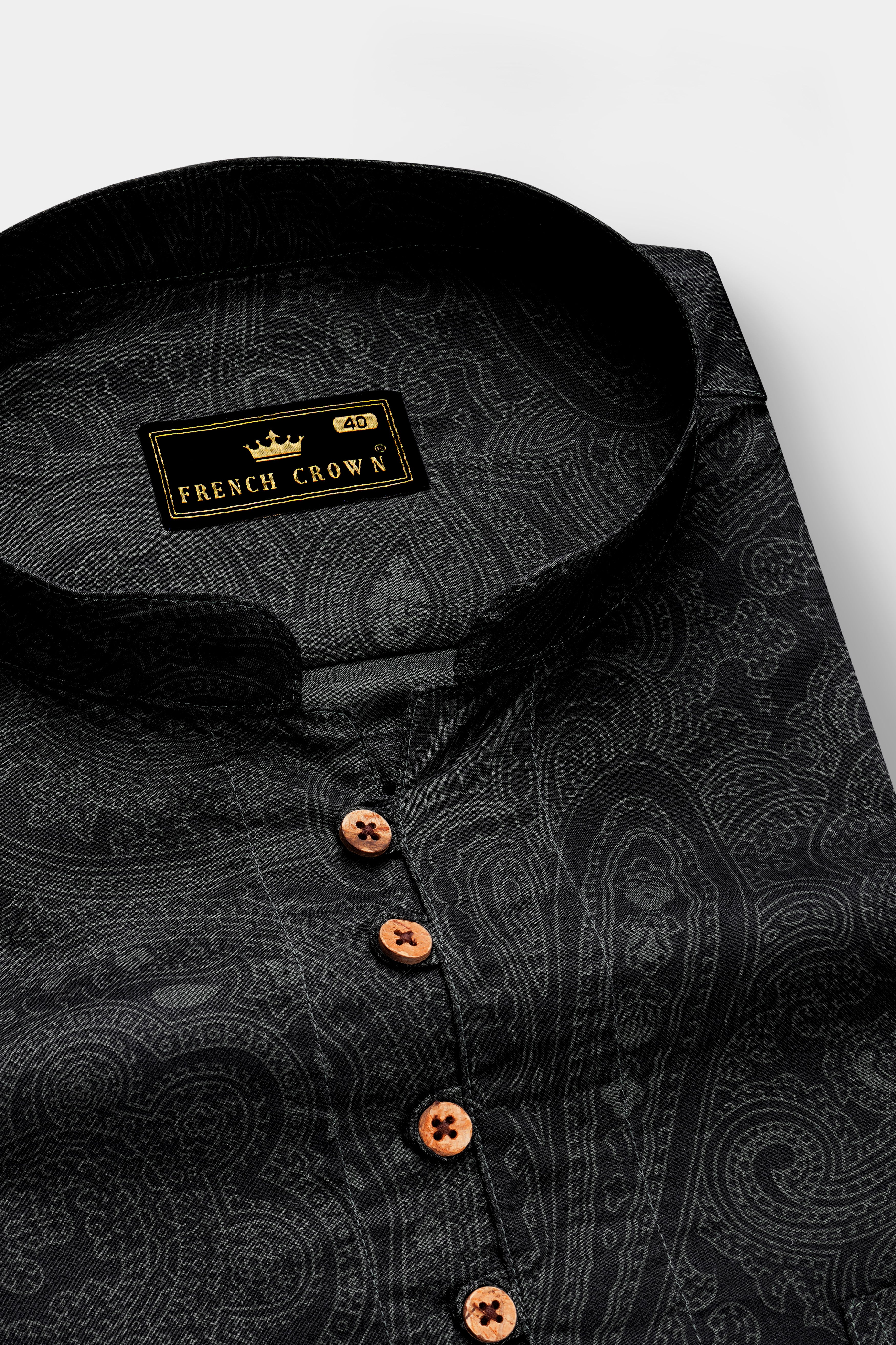 Paislux-Zeus Black Paisley Printed Super Soft Premium Cotton Casual Kurta Shirt