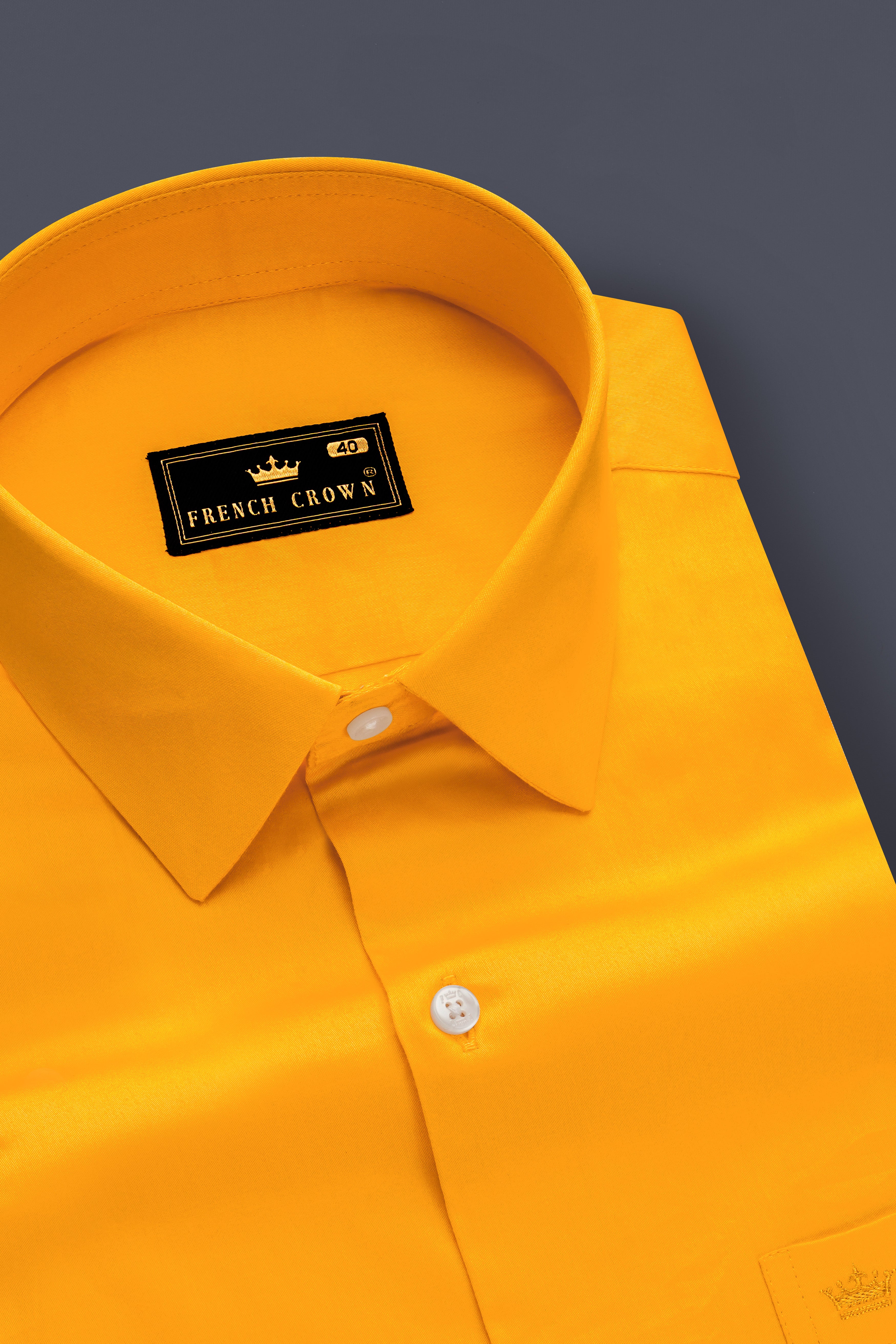 Zestine-Squash Yellow Subtle Sheen Super Soft Premium Cotton Dress Shirt