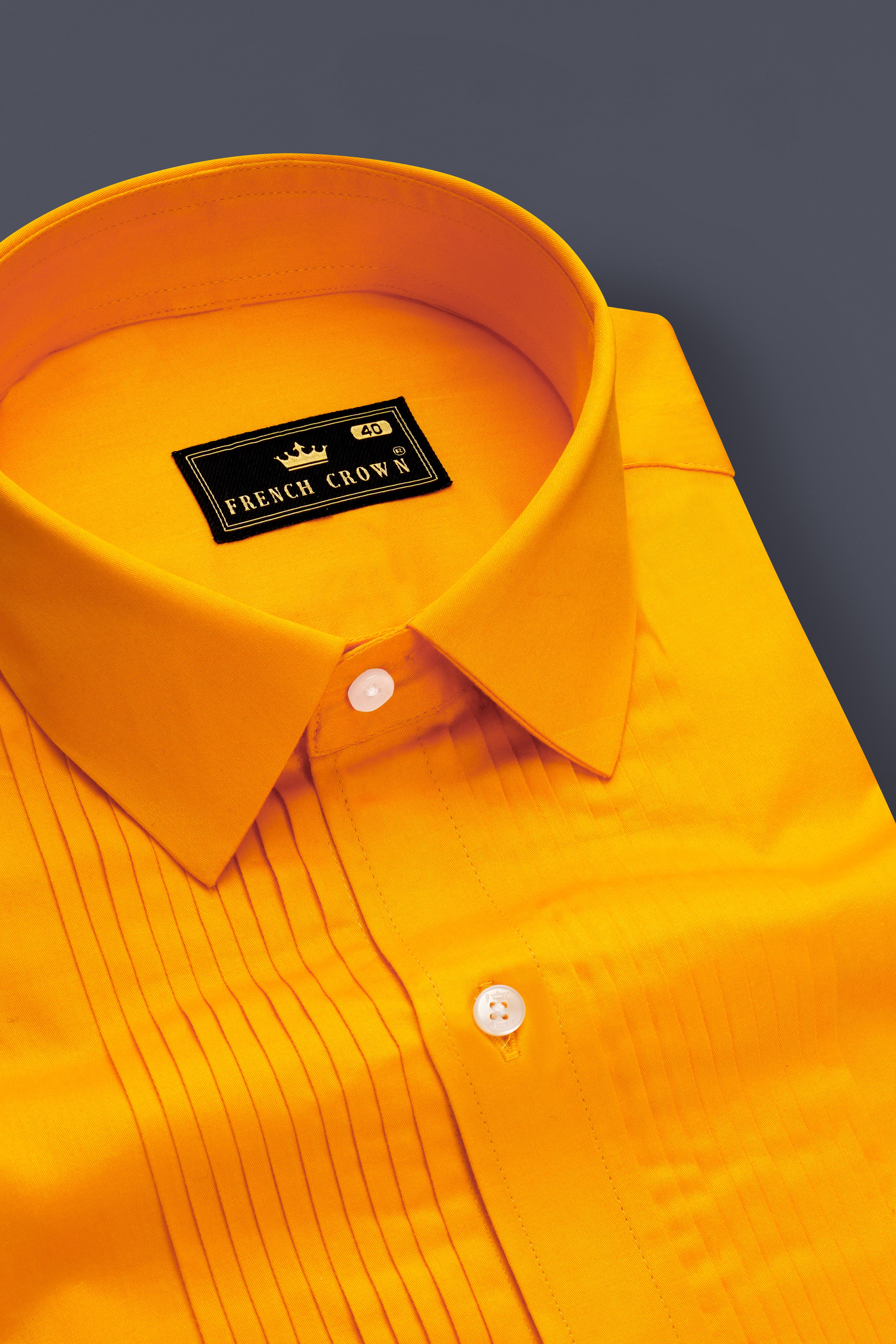 Zestine-Squash Yellow Subtle Sheen Super Soft Premium Cotton Dress Tuxedo Shirt