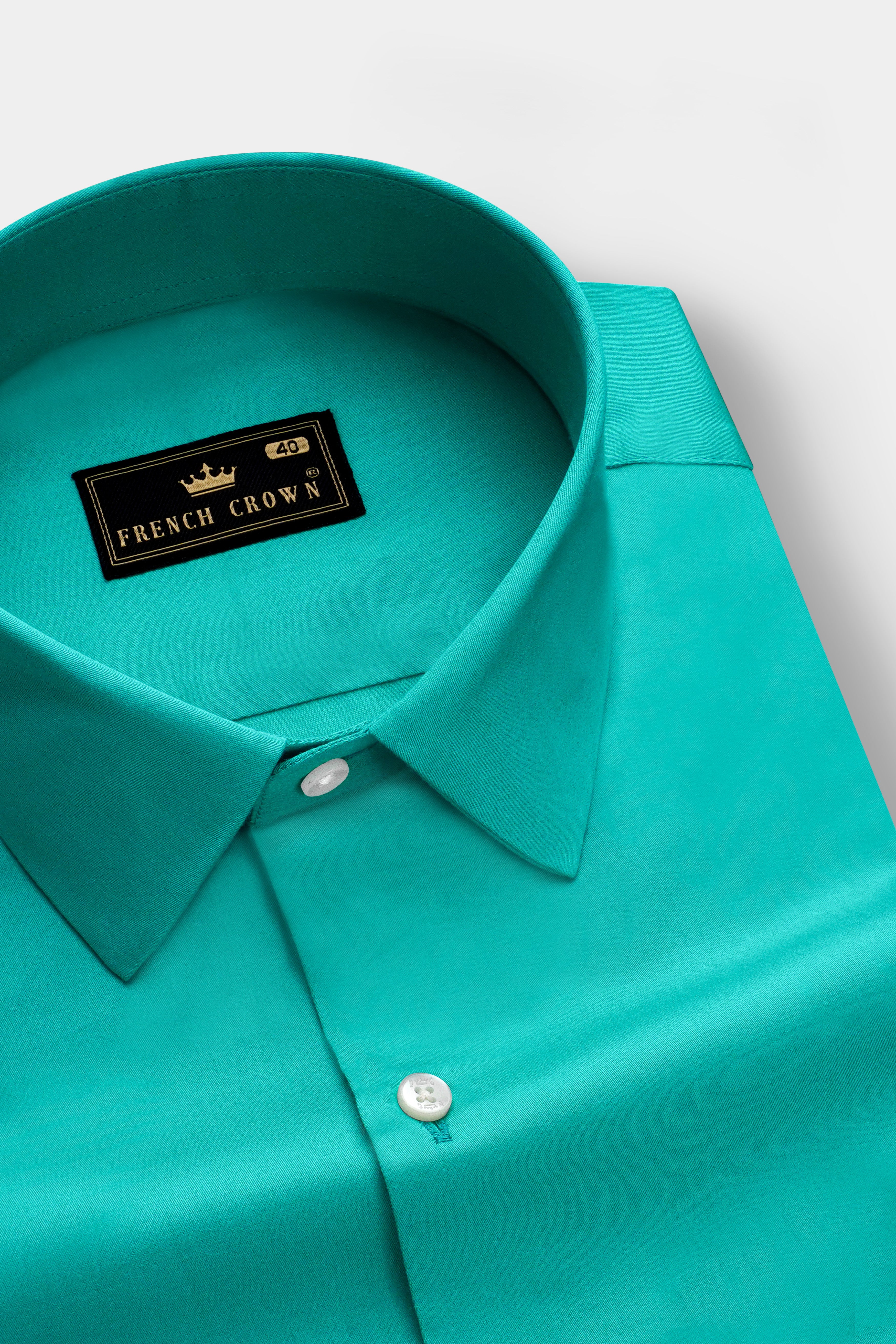Royalin-Persian Blue Subtle Sheen Super Soft Premium Cotton Dress Shirt