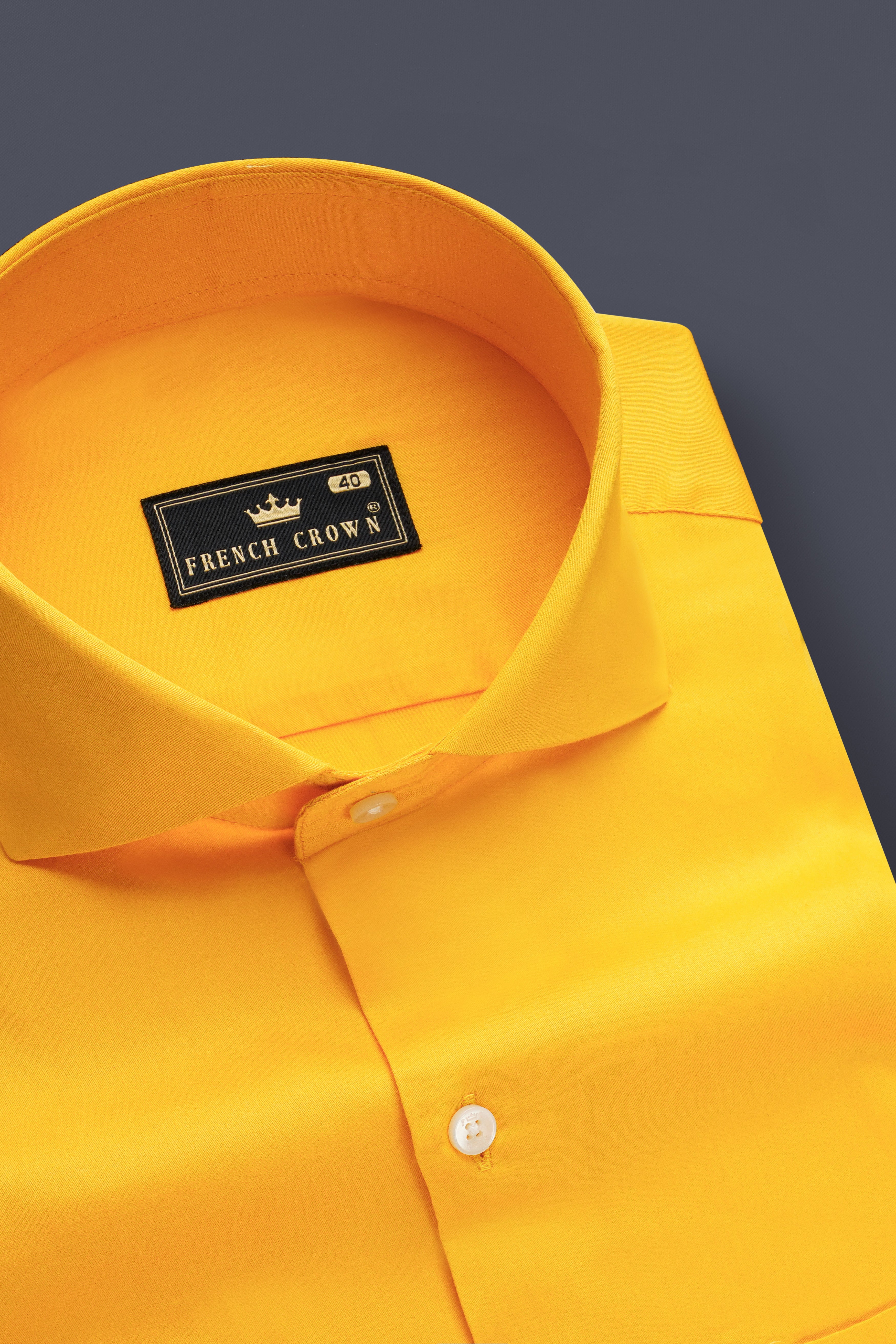 Zestine-Squash Yellow Subtle Sheen Super Soft Premium Cotton Cut Away Collar Dress Shirt