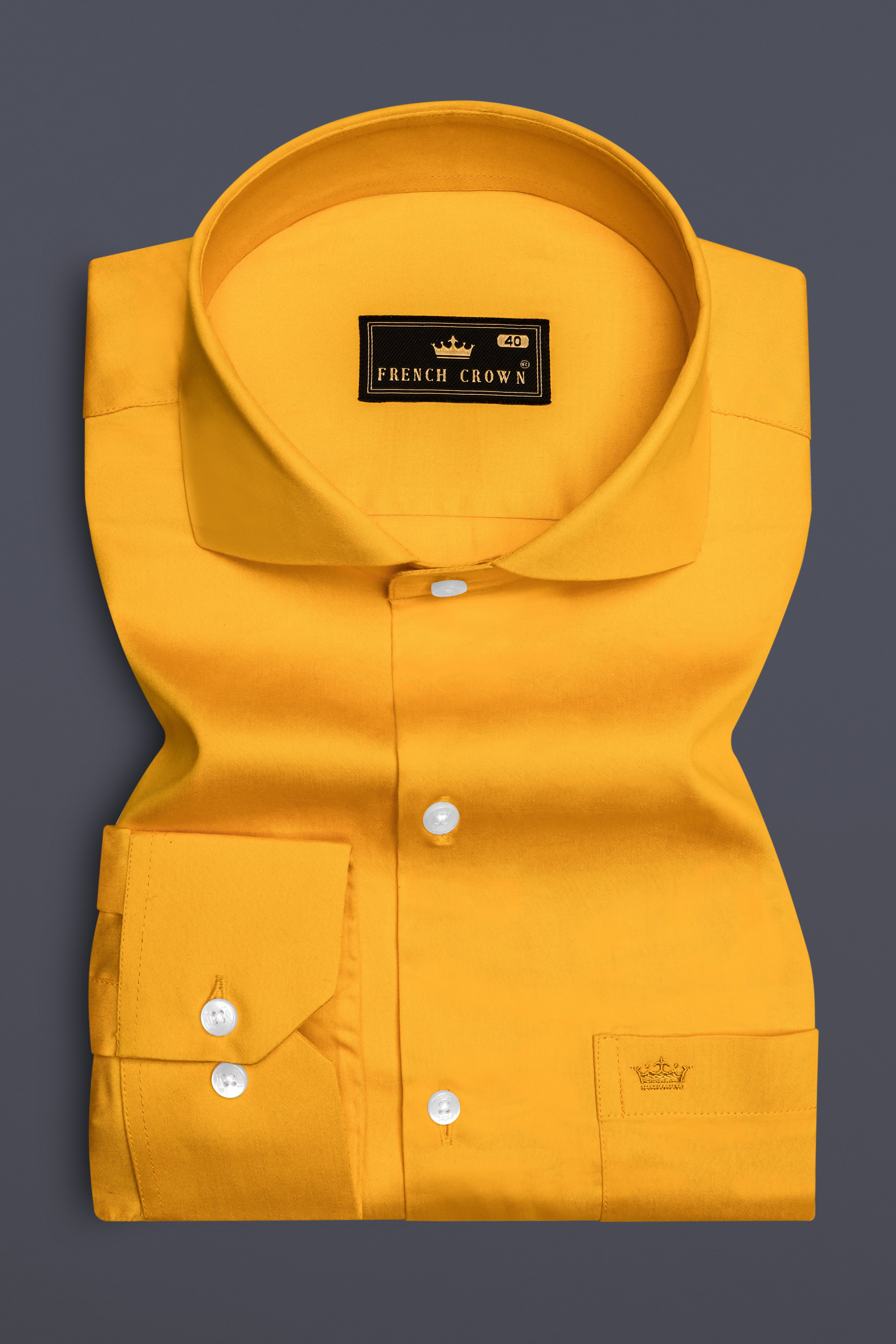 Zestine-Squash Yellow Subtle Sheen Super Soft Premium Cotton Cut Away Collar Dress Shirt