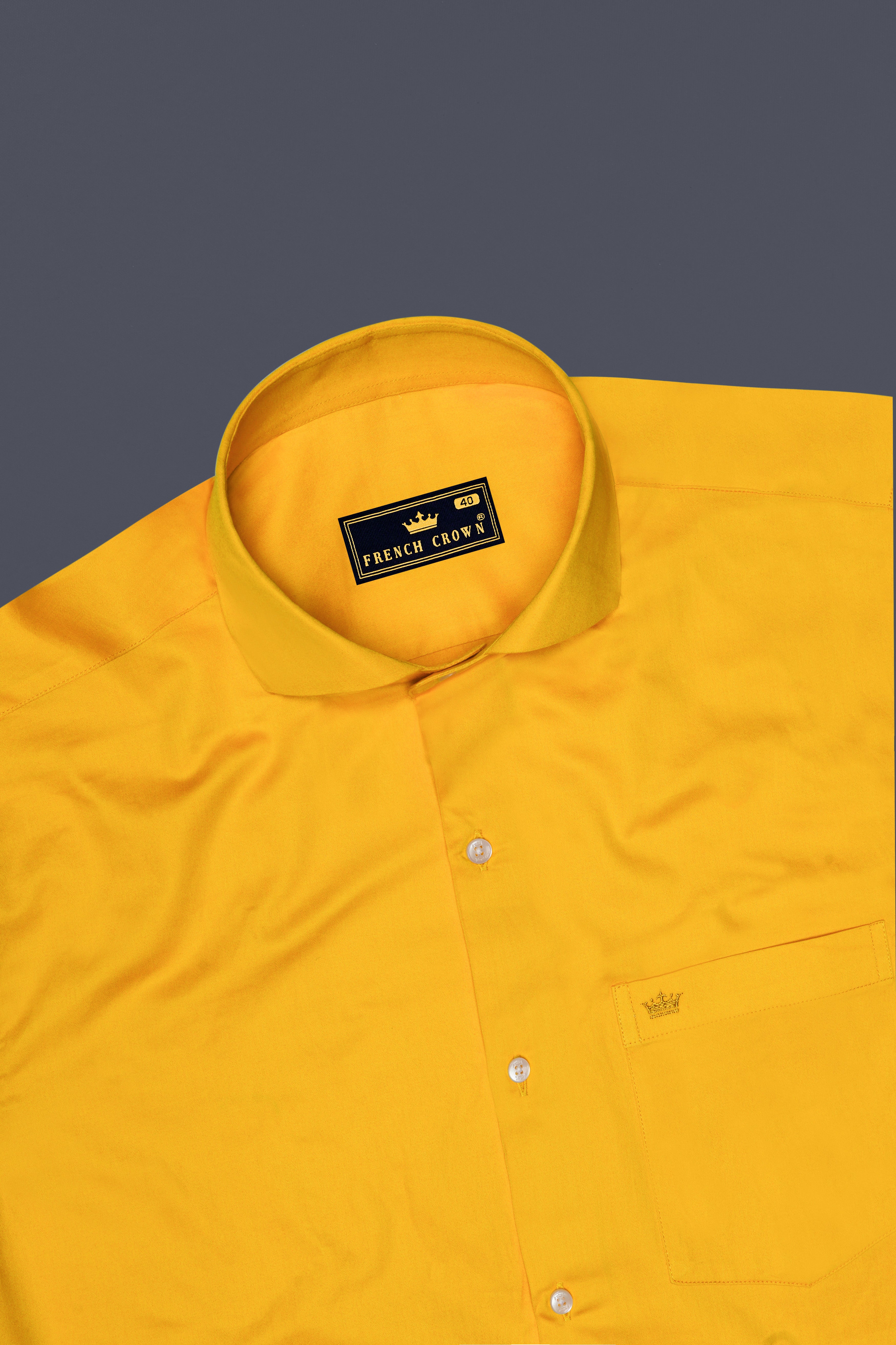 Zestine-Squash Orange Subtle Sheen Super Soft Premium Cotton Cut Away Collar Dress Shirt