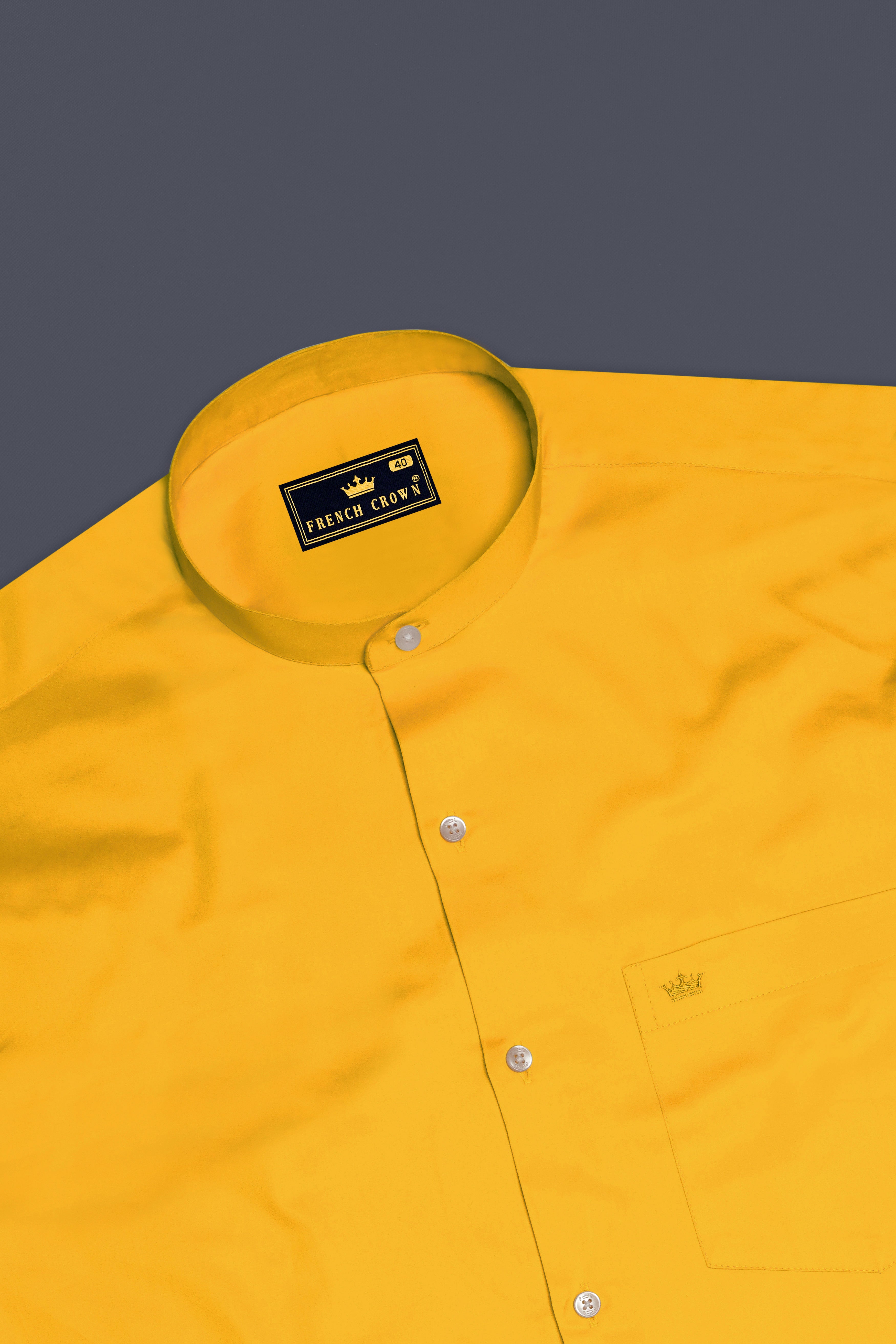 Zestine-Squash Orange Subtle Sheen Super Soft Premium Cotton Casual Mandarin Shirt