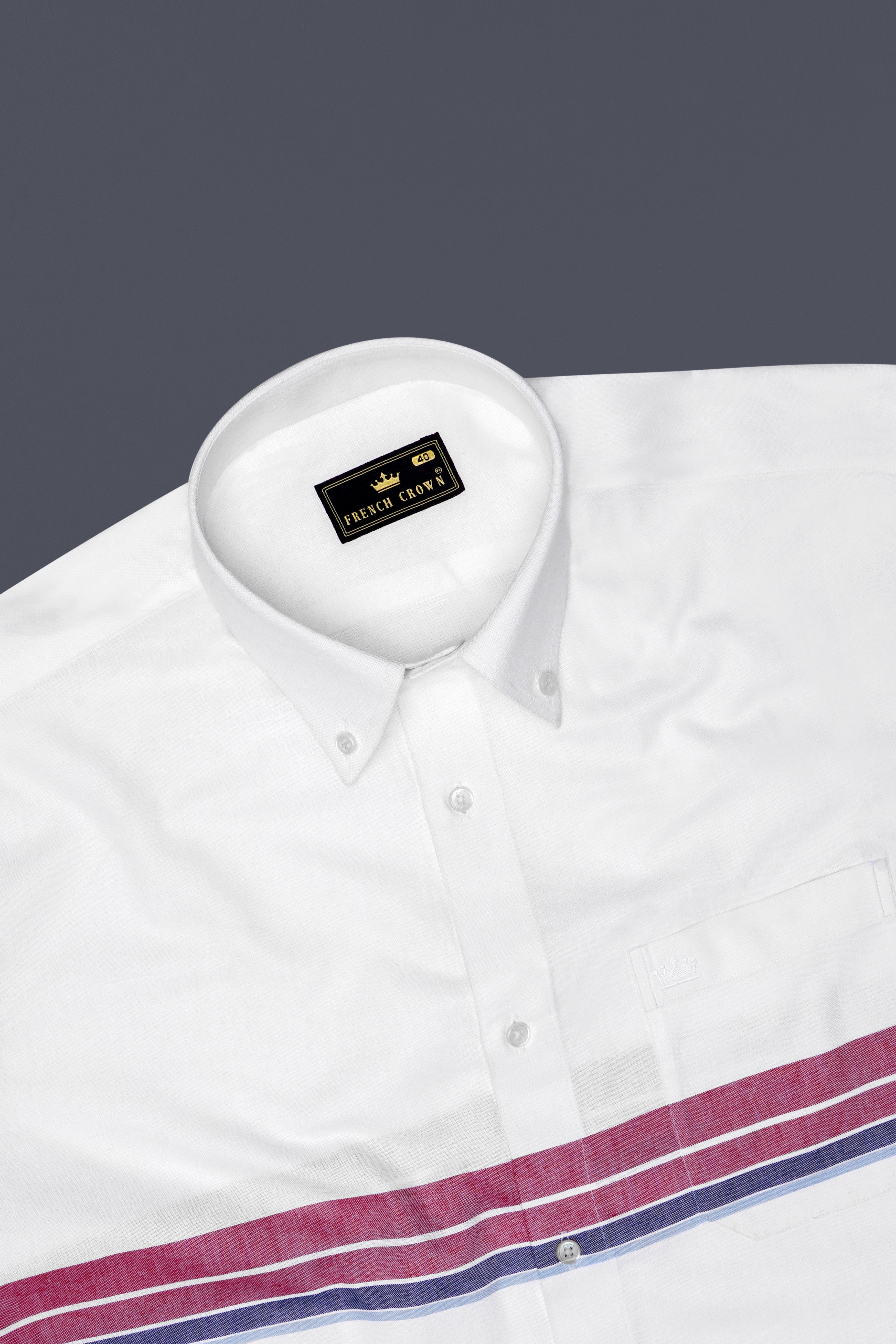Pinfleur-Bright White And Camelot Pink Striped Oxford Premium Cotton Casual Shirt
