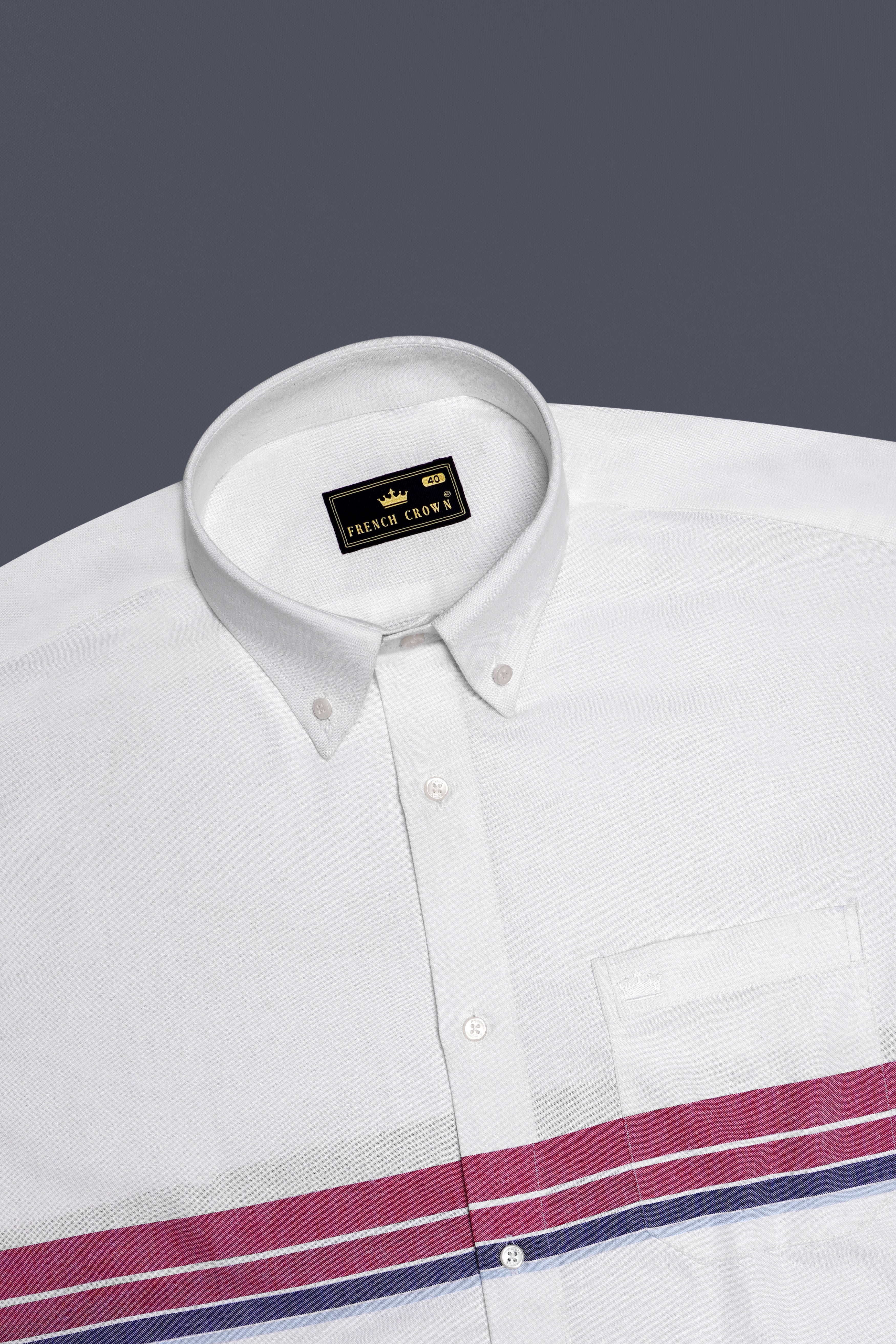 Pinfleur-Bright White And Camelot Pink Striped Oxford Premium Cotton Casual Shirt