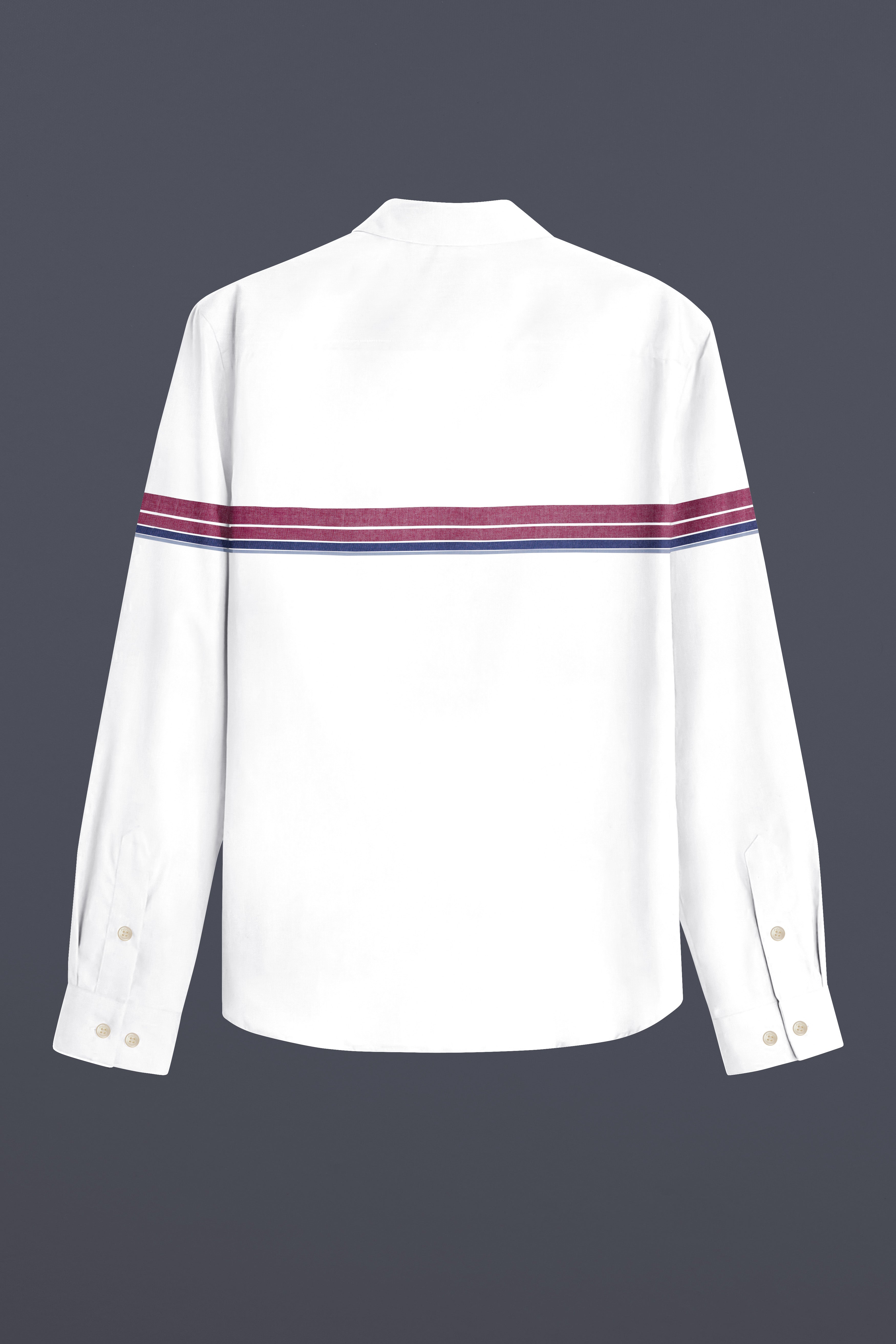 Pinfleur-Bright White And Camelot Pink Striped Oxford Premium Cotton Casual Shirt