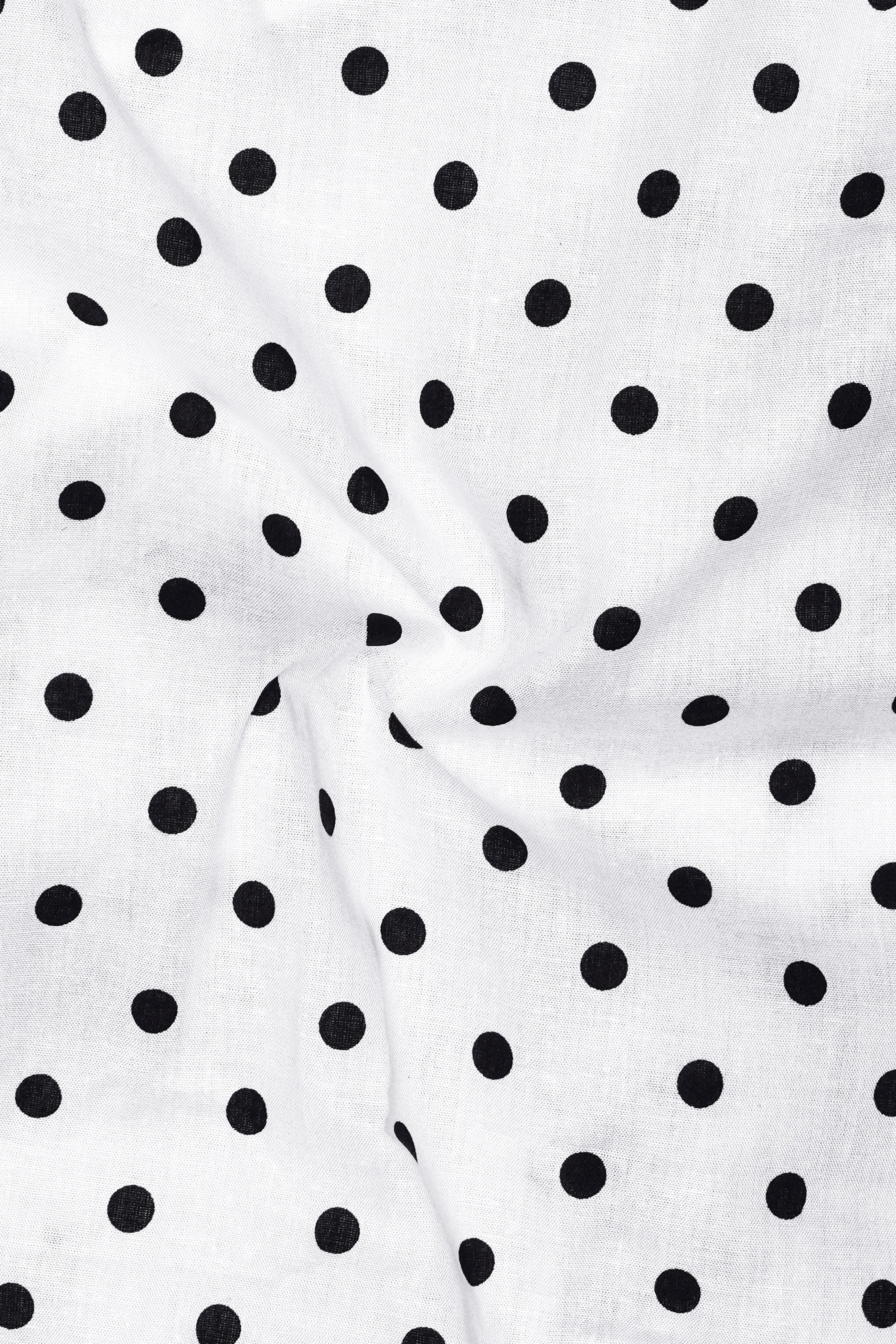 Spottic-Bright White And Jade Black Polka Dotted Printed Super Soft Premium Cotton Semi Formal Shirt