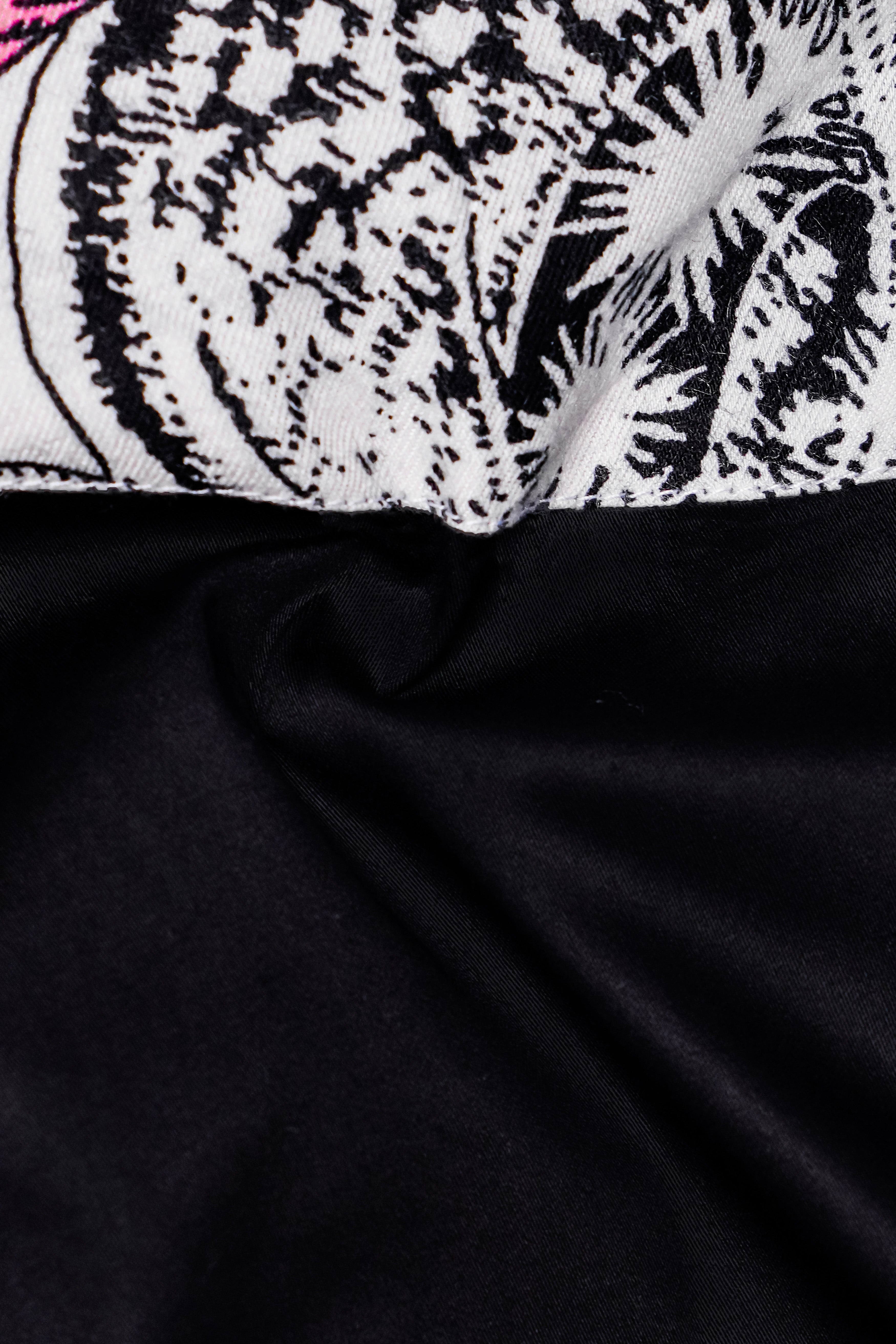 Eldeen-Jade Black And Bright White Deer Printed Subtle Sheen Super Soft Premium Cotton Casual Designer Shirt
