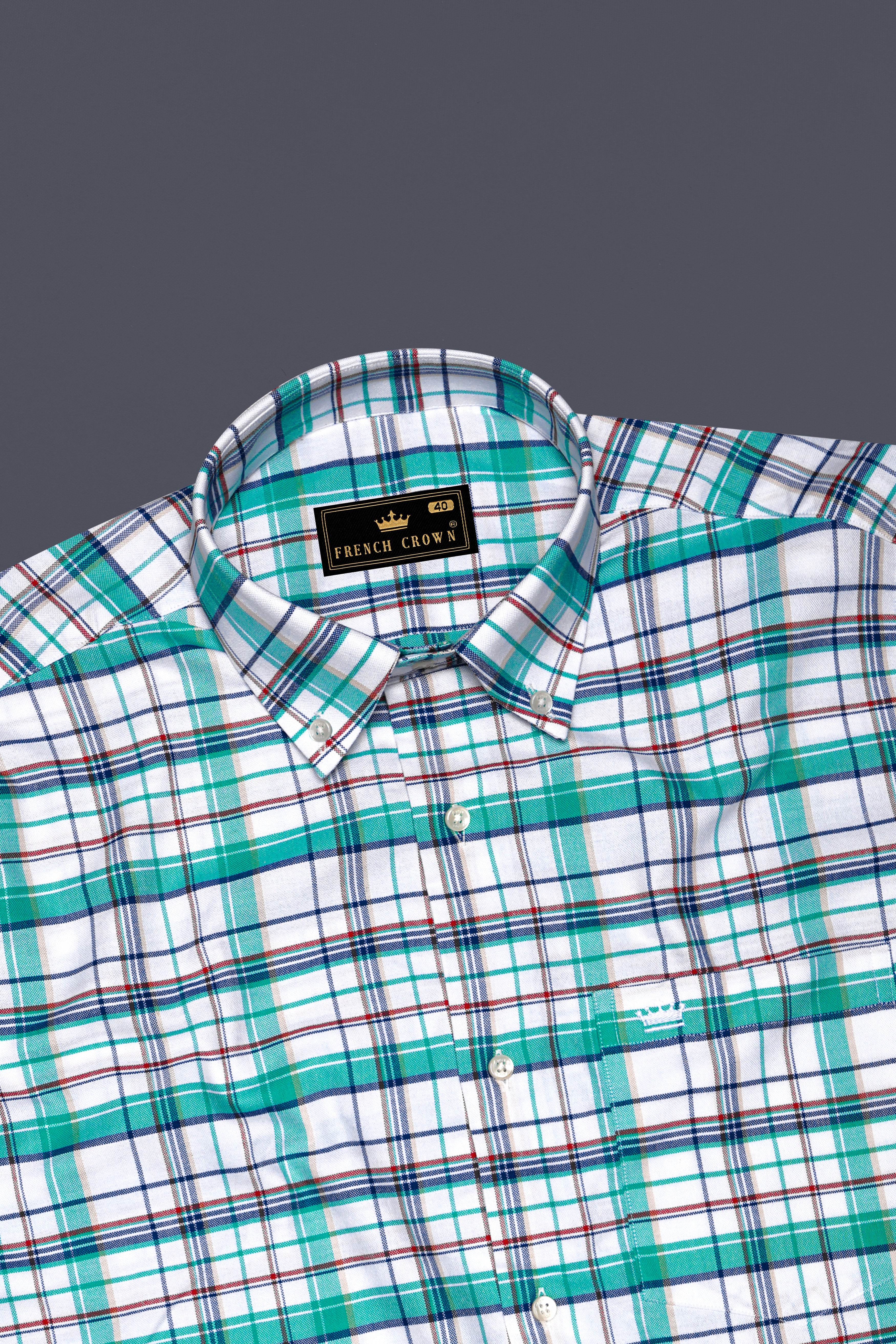 Nautrex-Pelorous Blue And Bright White Plaid Oxford Premium Cotton Semi Formal Shirt