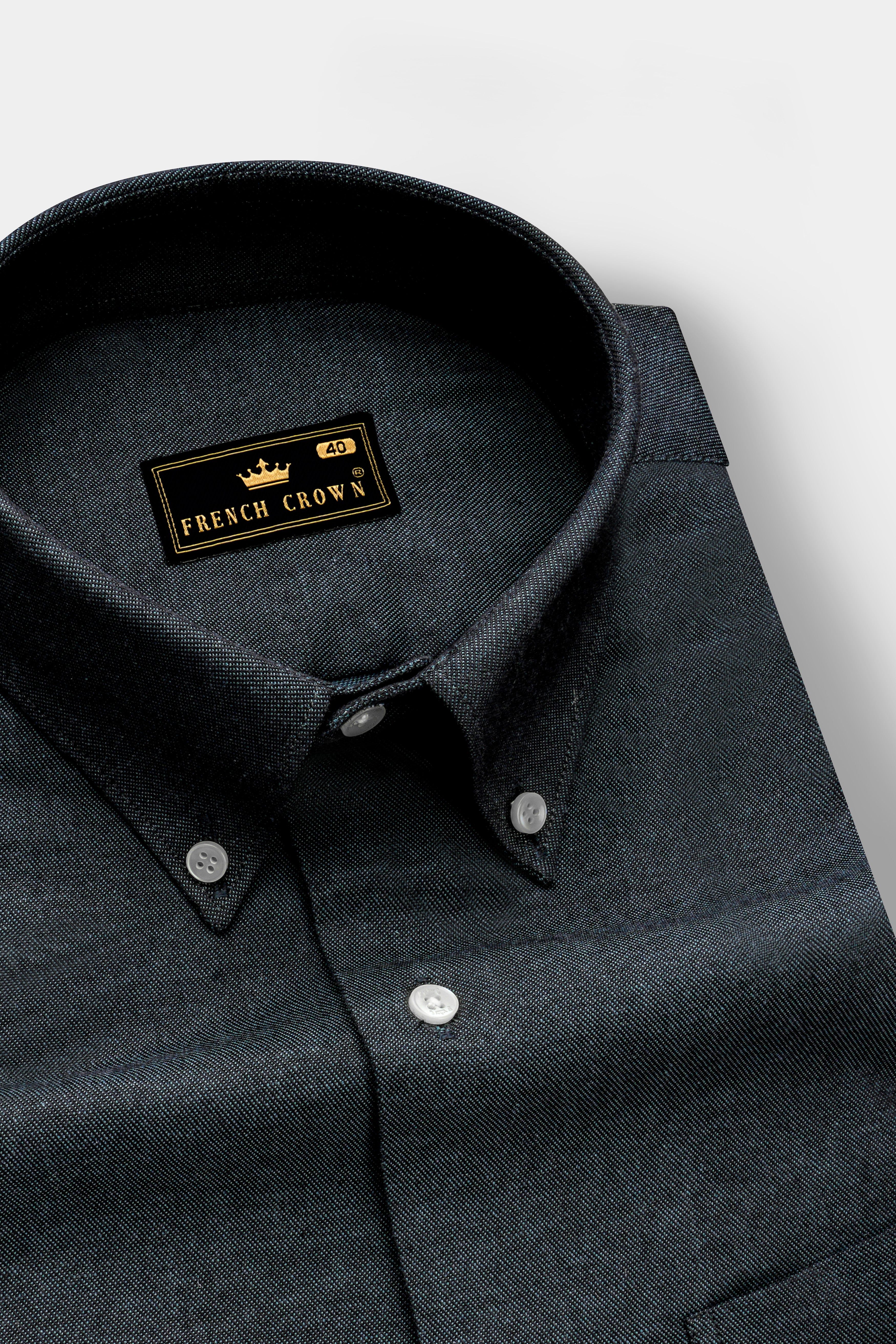 Vultrix-Shark Black Textured Oxford Premium Cotton Semi Formal Shirt