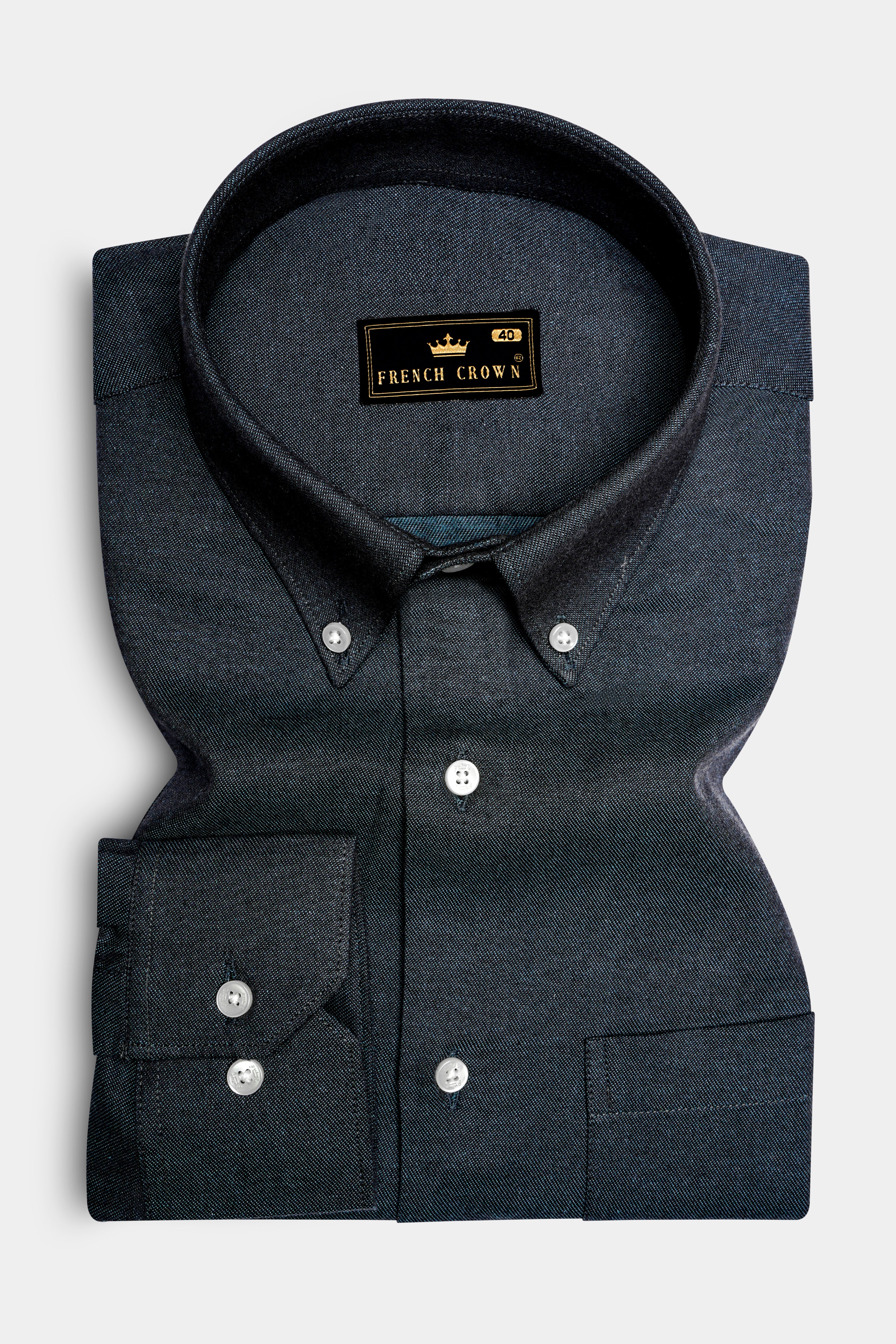 Vultrix-Shark Black Textured Oxford Premium Cotton Semi Formal Shirt