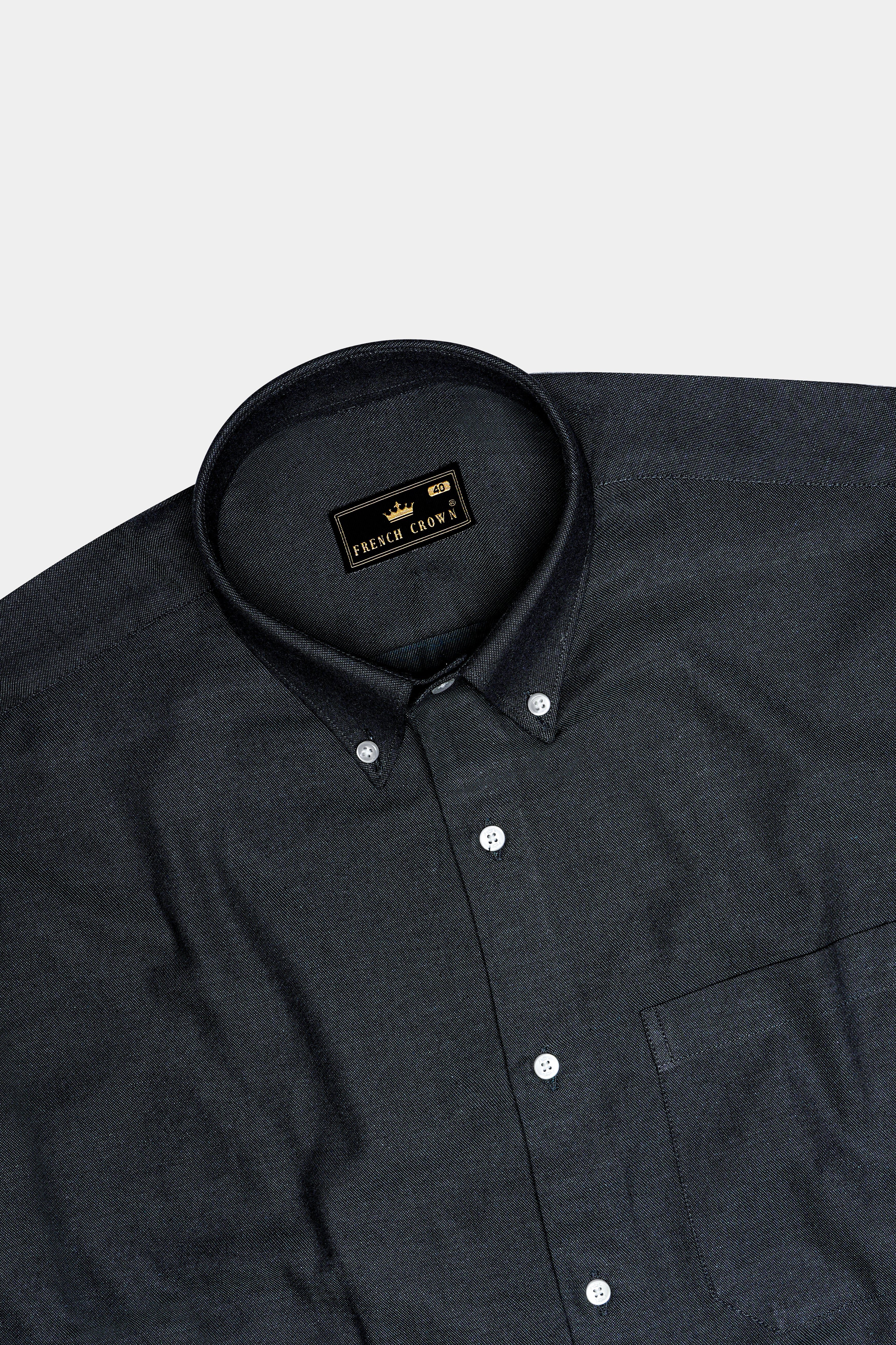 Vultrix-Shark Black Textured Oxford Premium Cotton Semi Formal Shirt
