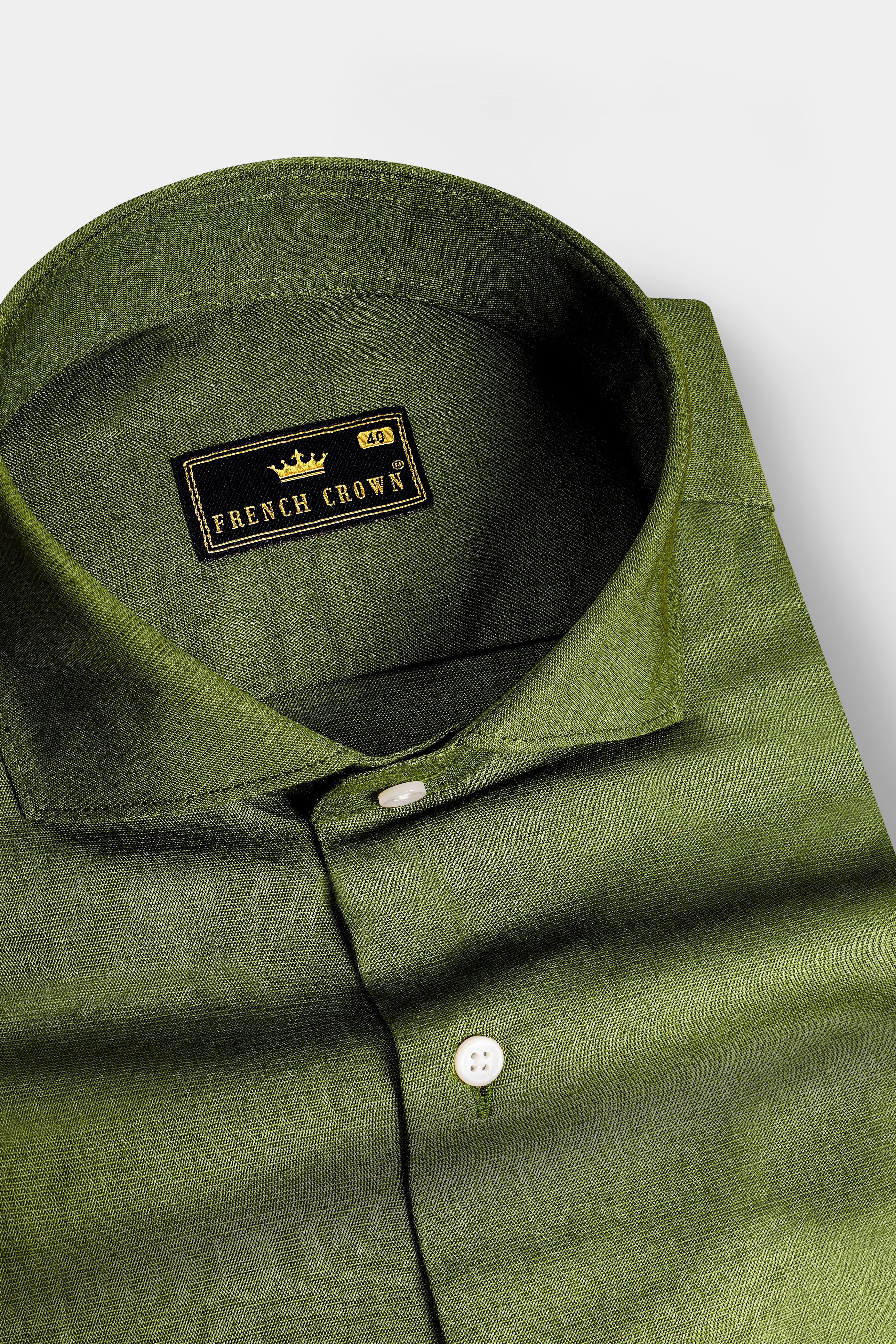 Mireli-Waiouru Green Luxurious Linen Dress Shirt