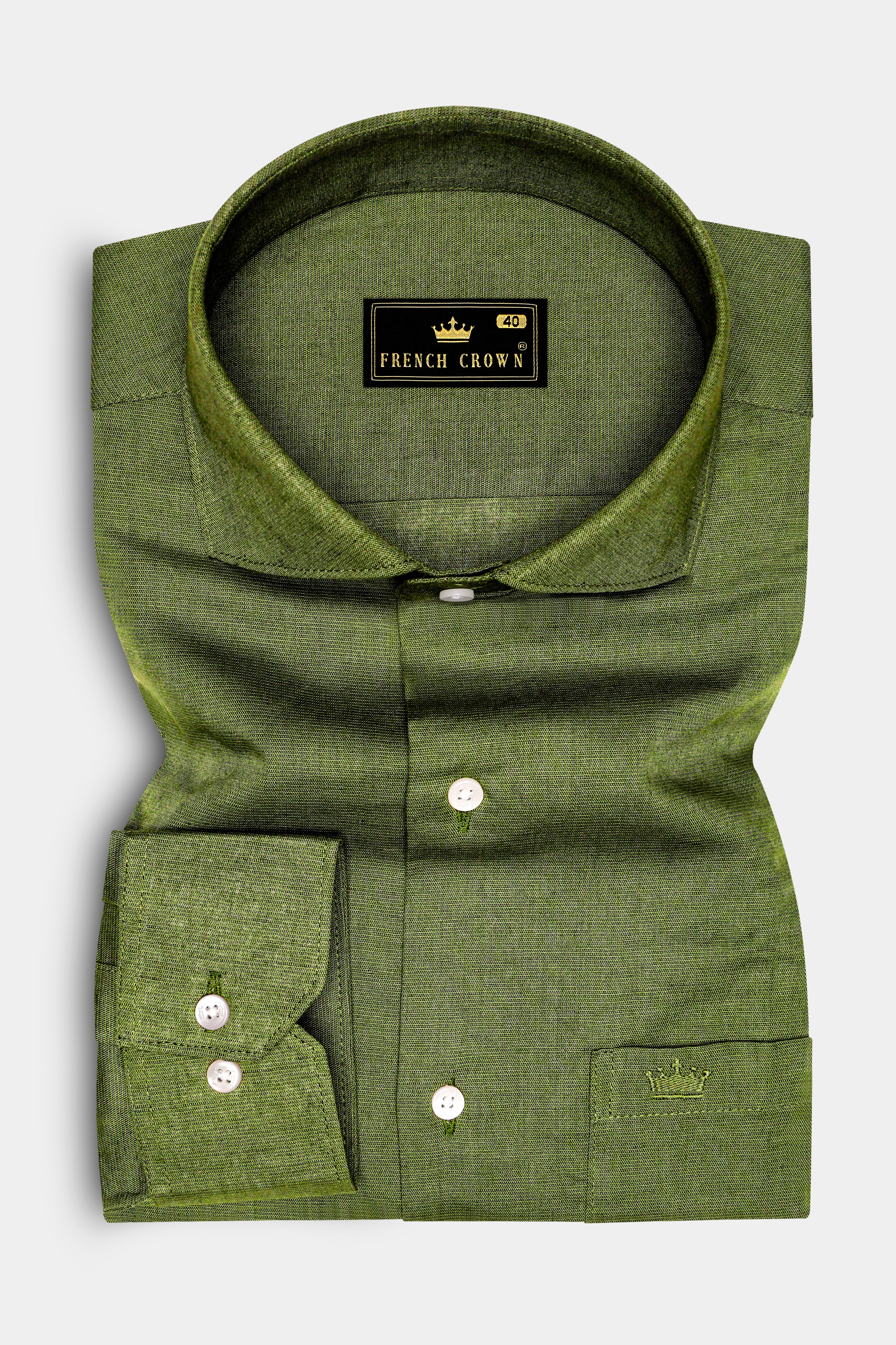 Mireli-Waiouru Green Luxurious Linen Dress Shirt