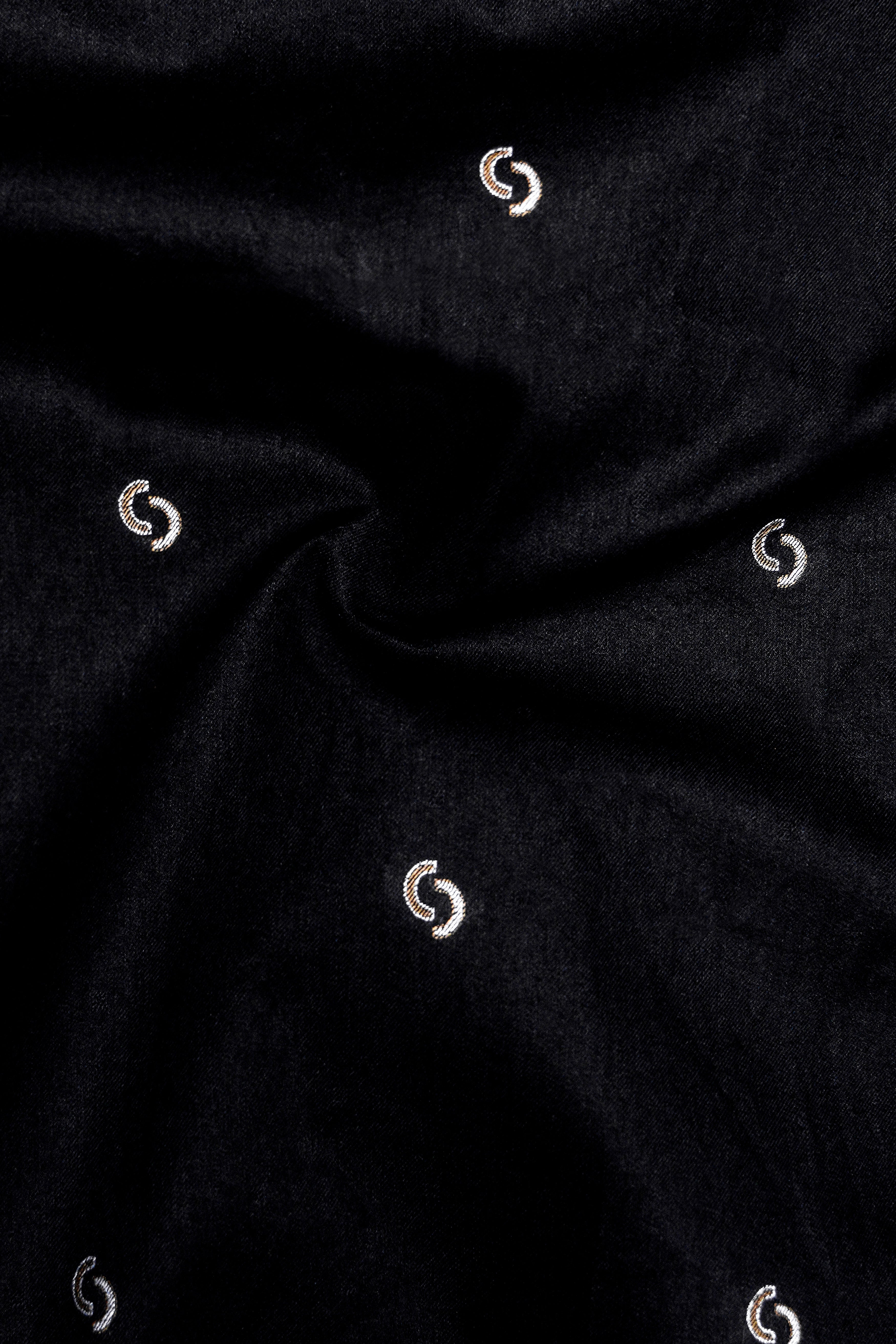 Velnoir-Jade Black Jacquard Textured Premium Cotton Dress Shirt