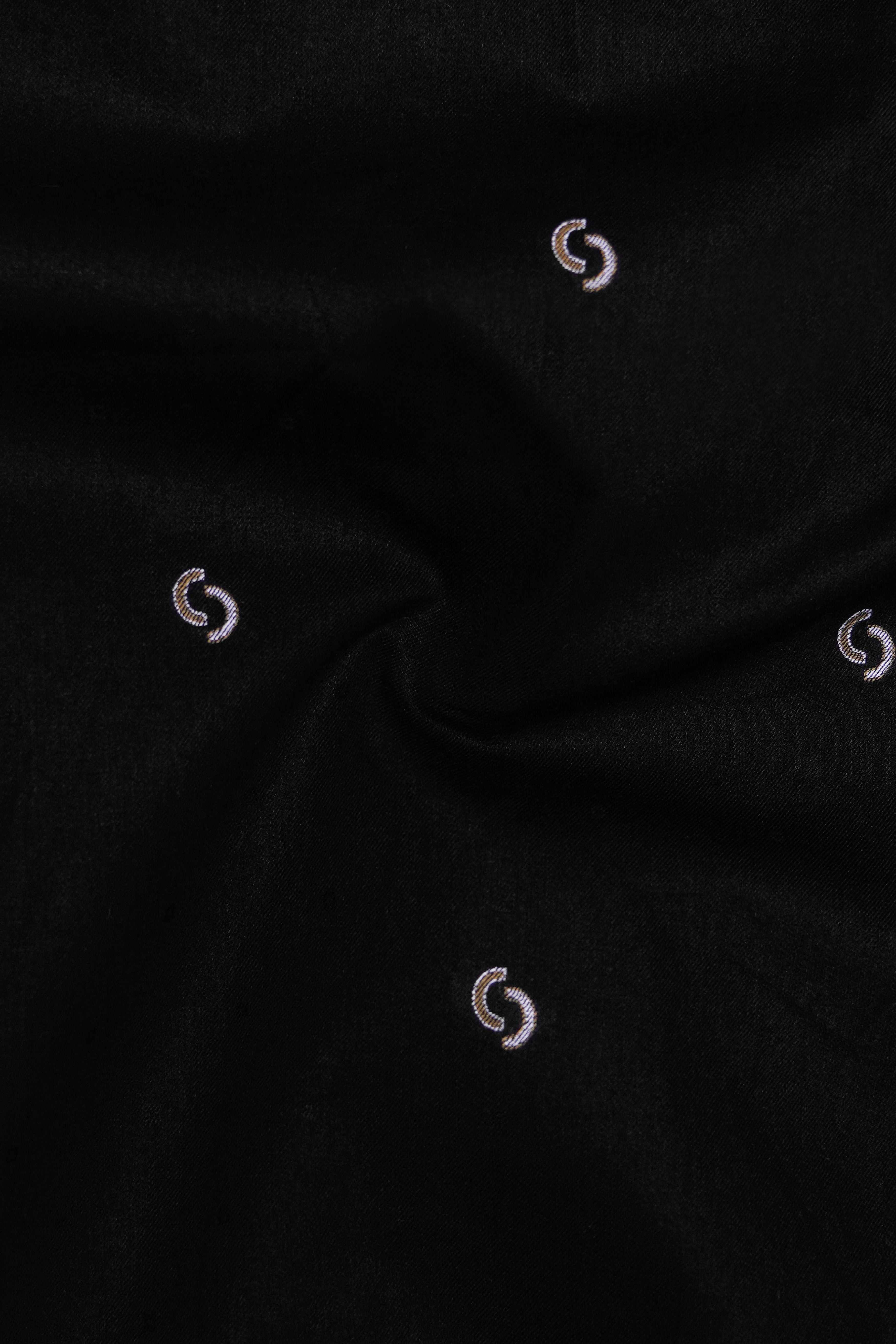 Velnoir-Jade Black Jacquard Textured Premium Cotton Dress Shirt