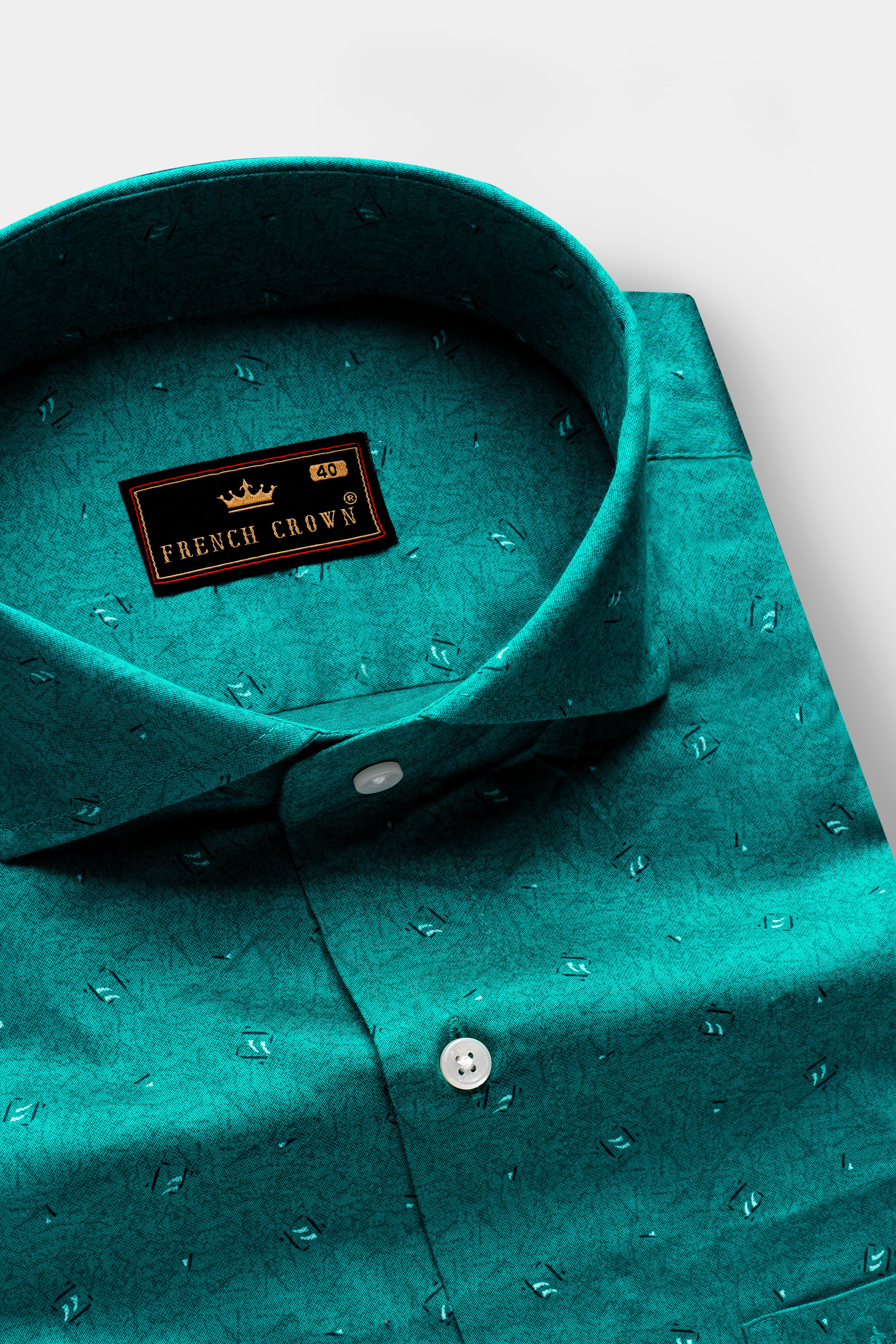 Verique-Surfie Green Printed Subtle Sheen Super Soft Premium Cotton Semi Formal Shirt