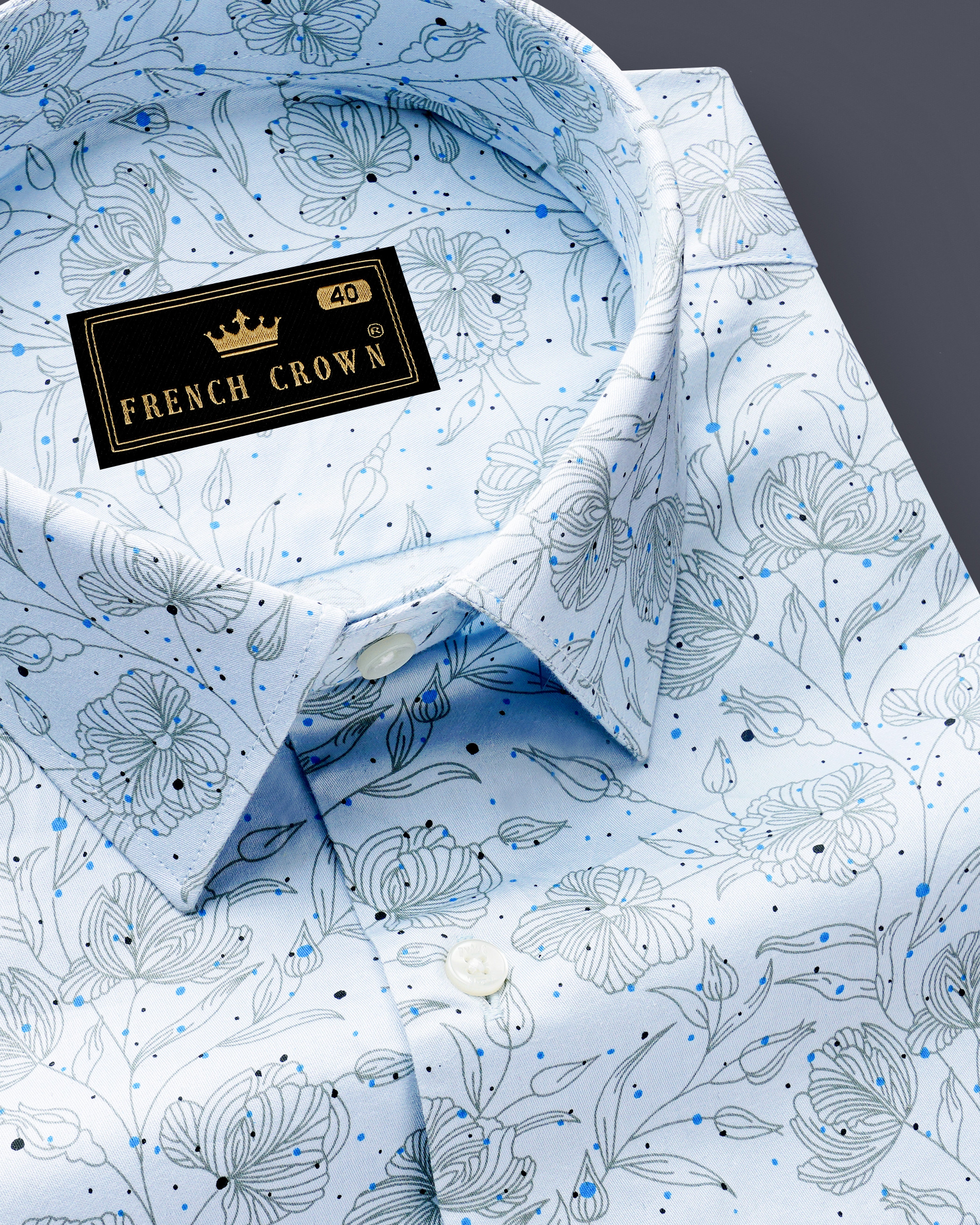 Vincelle-Botticelli Blue Floral Printed Subtle Sheen Super Soft Premium Cotton Semi Formal Shirt
