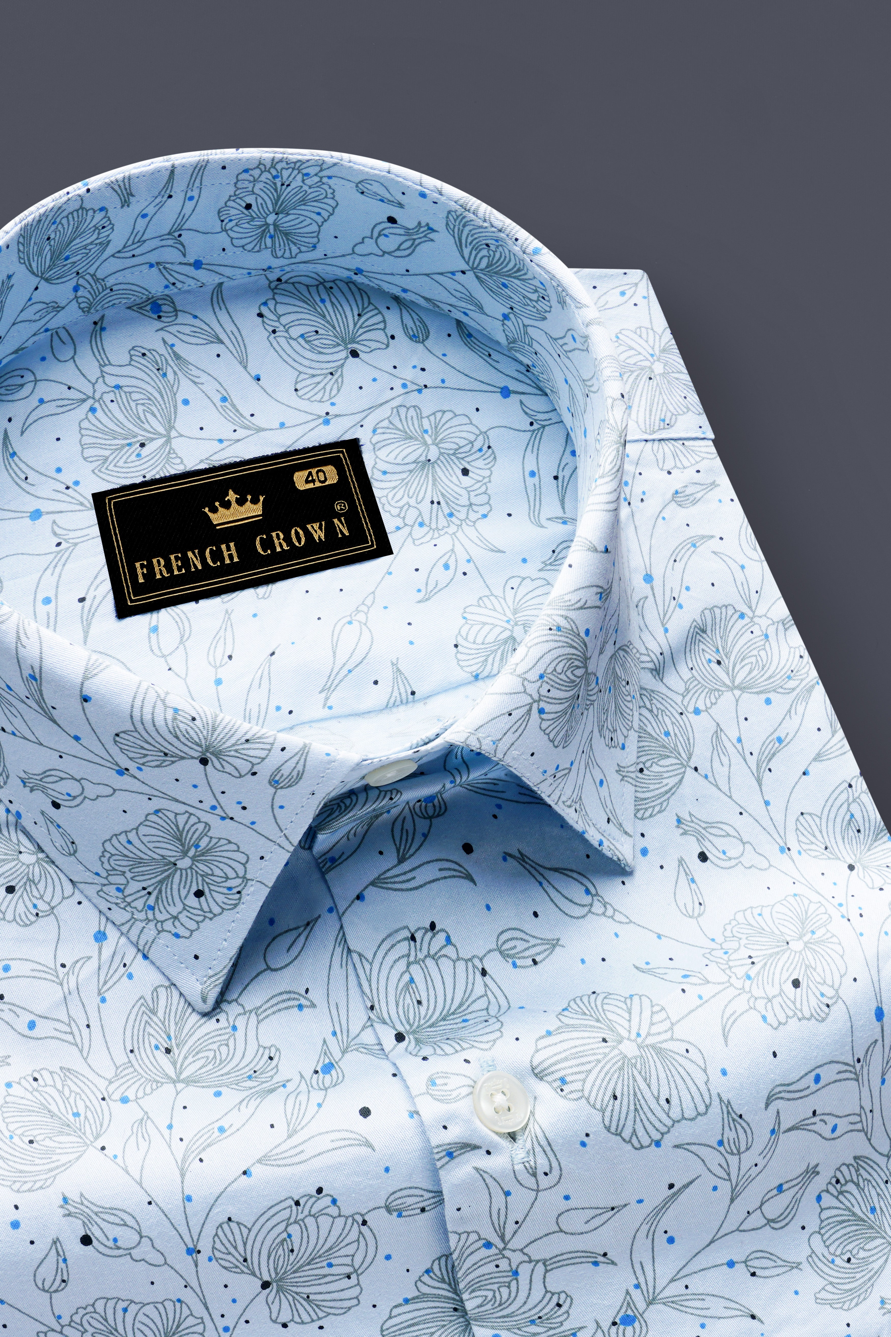Vincelle-Botticelli Blue Floral Printed Subtle Sheen Super Soft Premium Cotton Semi Formal Shirt