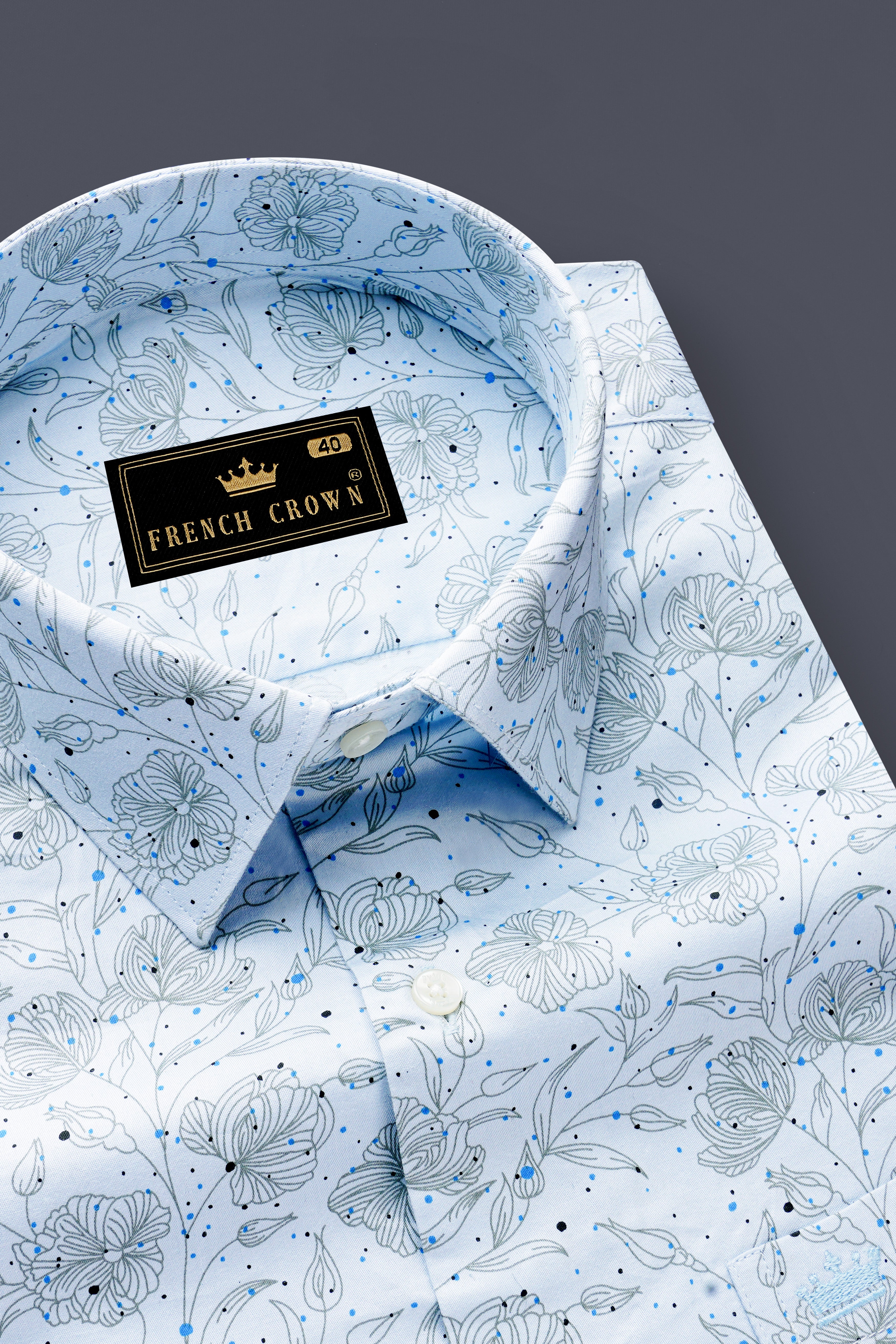 Vincelle-Botticelli Blue Floral Printed Subtle Sheen Super Soft Premium Cotton Semi Formal Shirt
