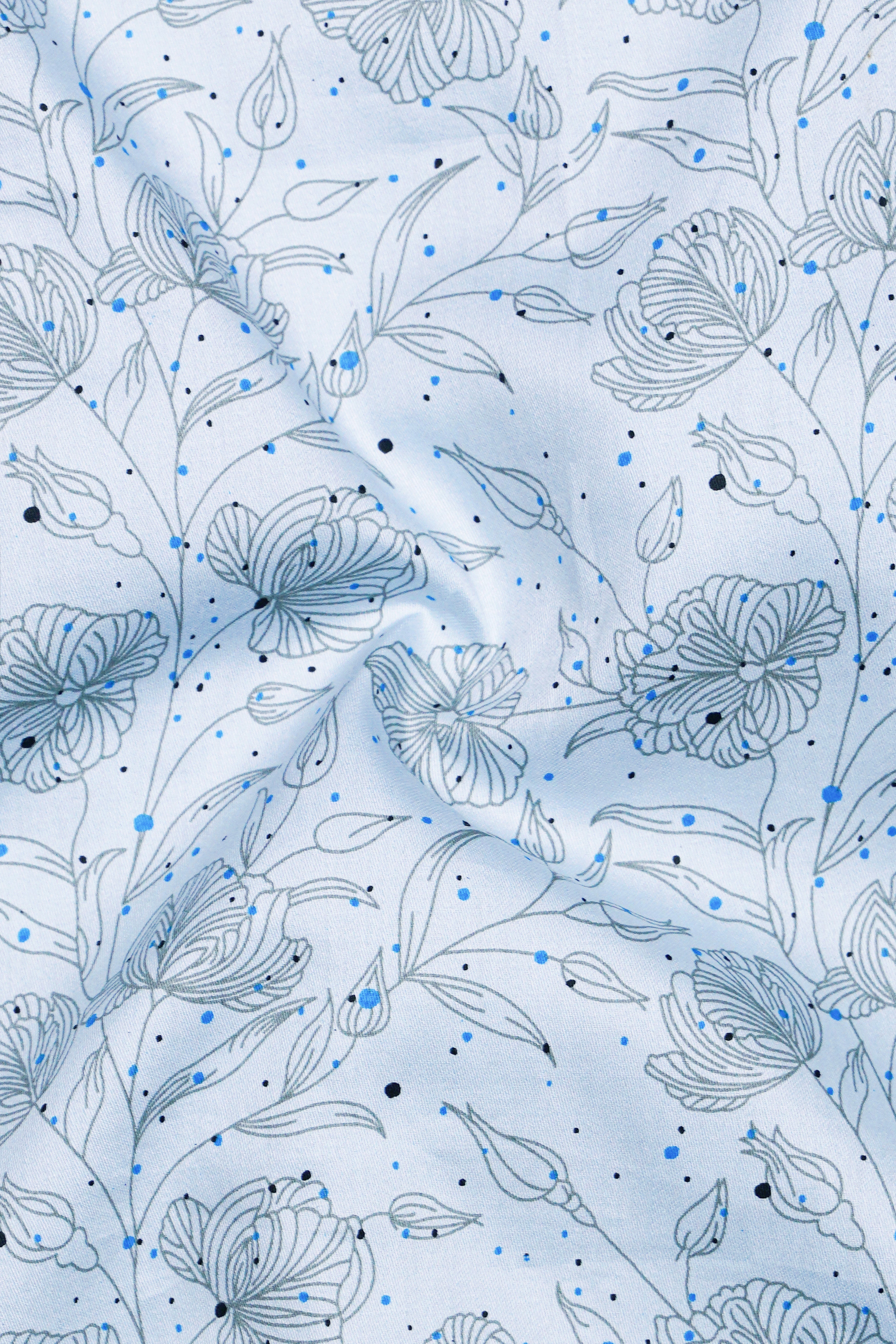 Vincelle-Botticelli Blue Floral Printed Subtle Sheen Super Soft Premium Cotton Semi Formal Shirt