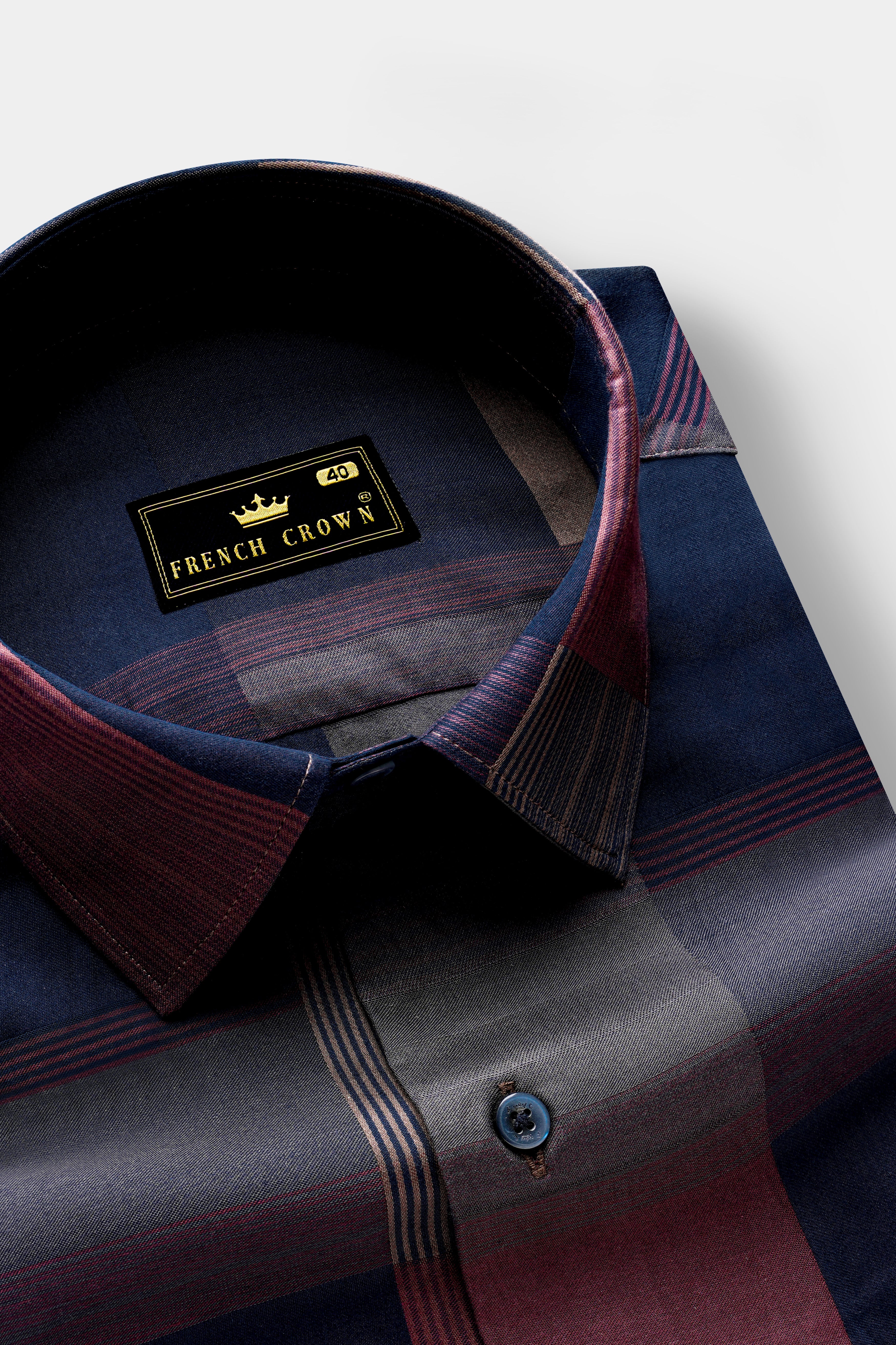 Nublair-Martinique Blue And Ferra Pink Plaid Dobby Textured Premium Giza Cotton Dress Shirt