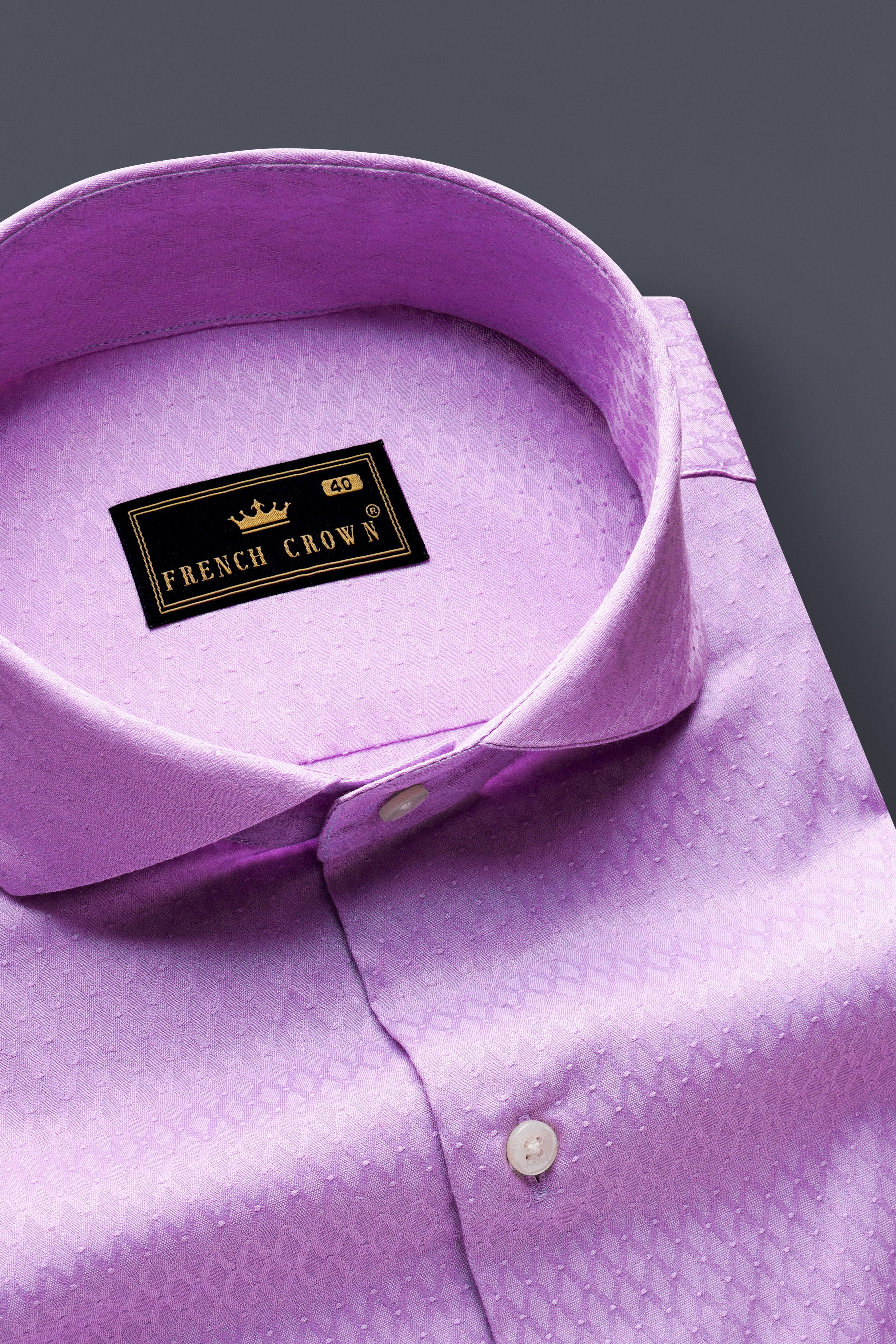 Florique-Wisteria Purple Jacquard Textured Premium Cotton Dress Shirt