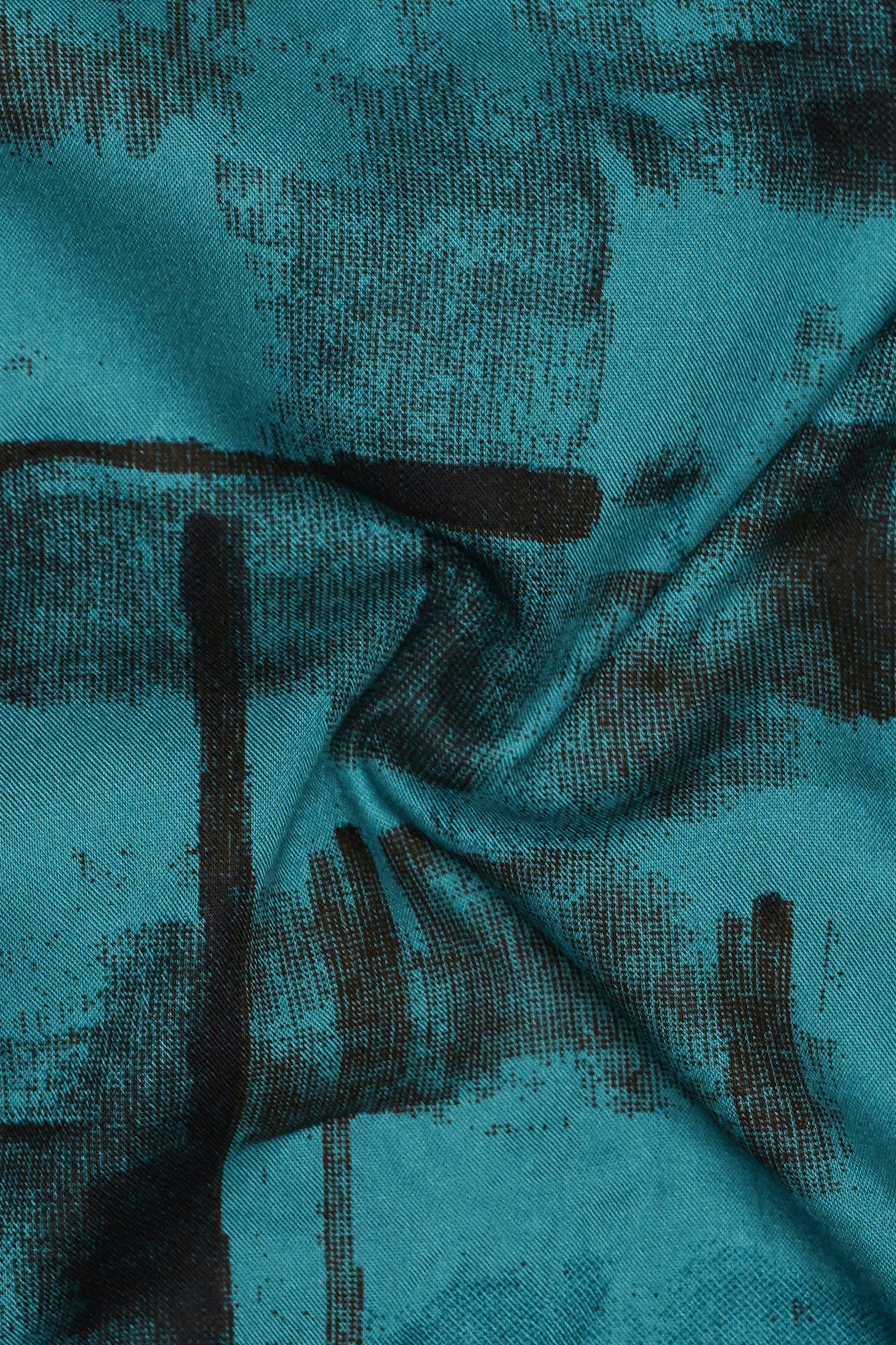 Noctric-Genoa Blue And Zeus Black Printed Super Soft Tencel Casual Kurta Shirt