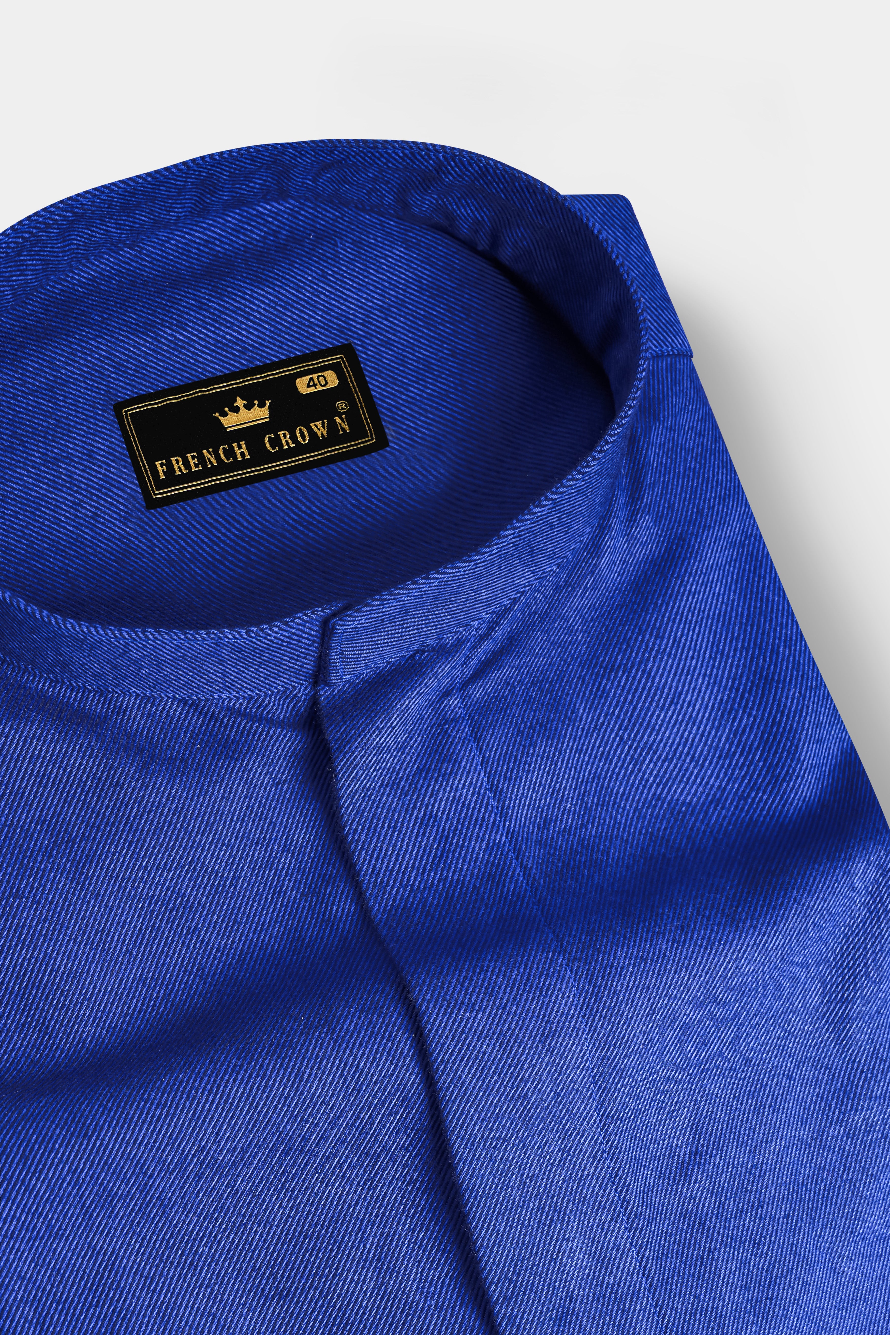 Vintero-Lapis Blue Heavyweight Flannel Designer Casual Overshirt/shacket