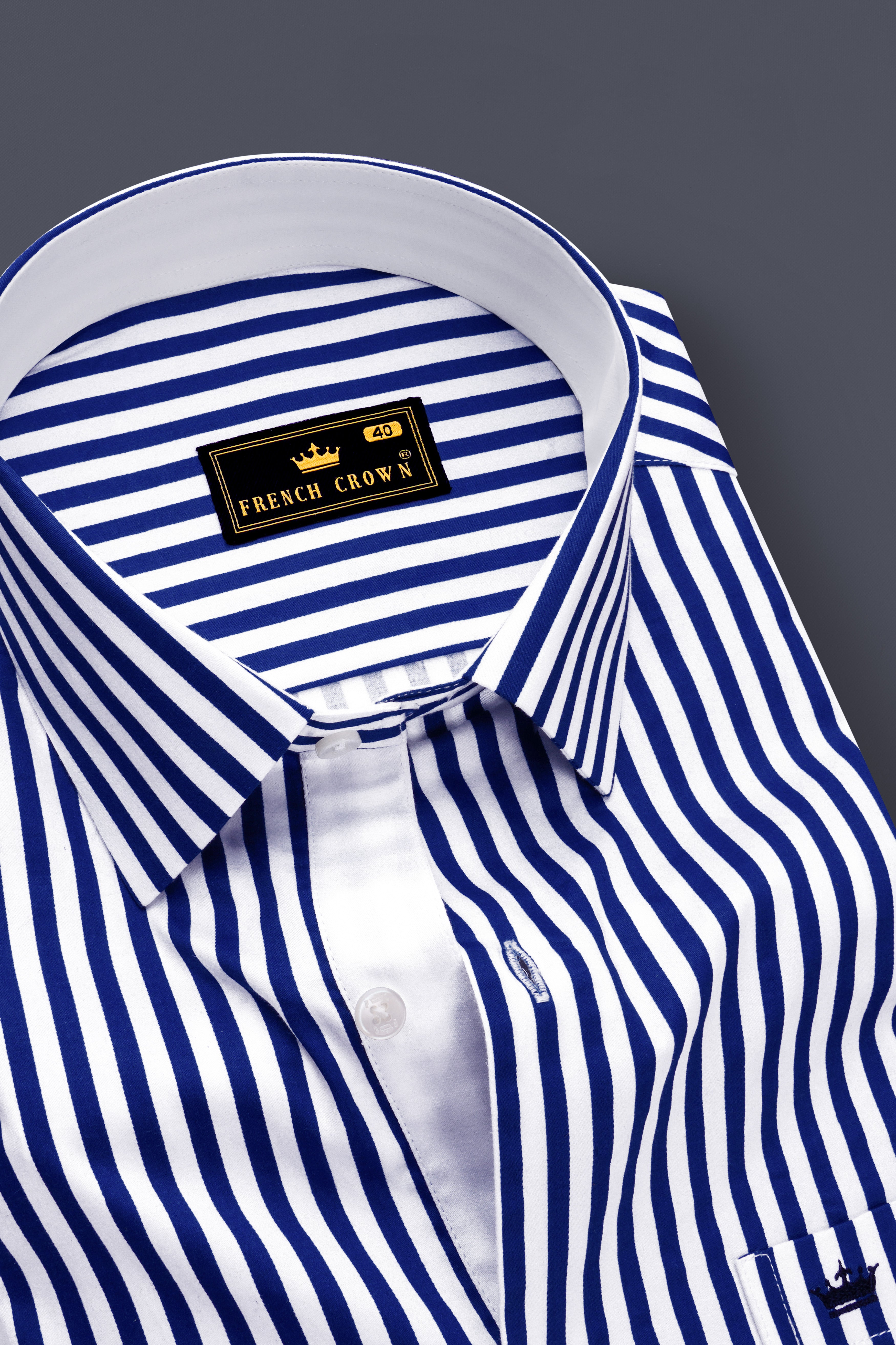 Oceanor-Catalina Blue And Bright White Striped Super Soft Premium Cotton Dress Shirt