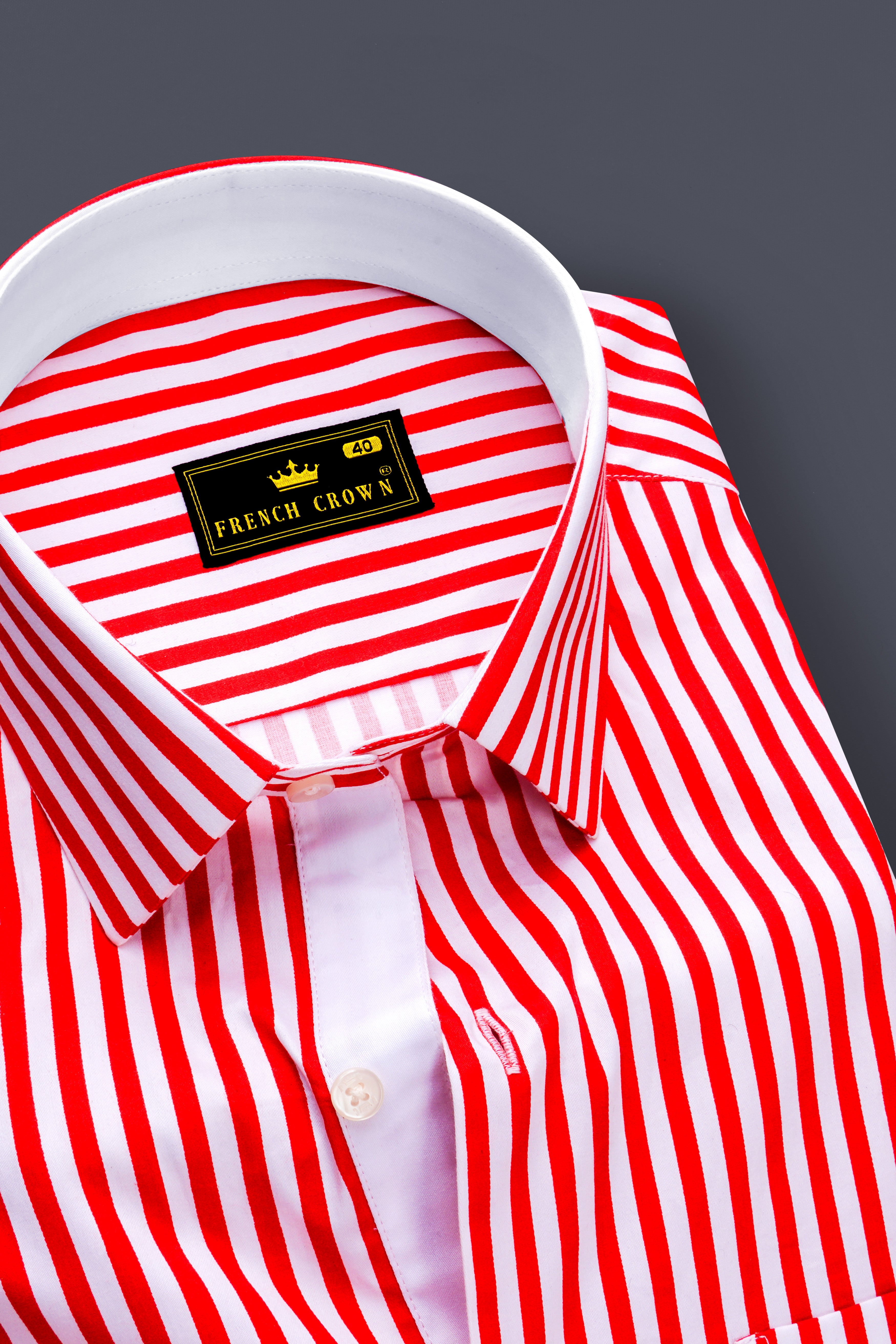 Cuffire-Milano Red And Bright White Striped Super Soft Premium Cotton Dress Shirt