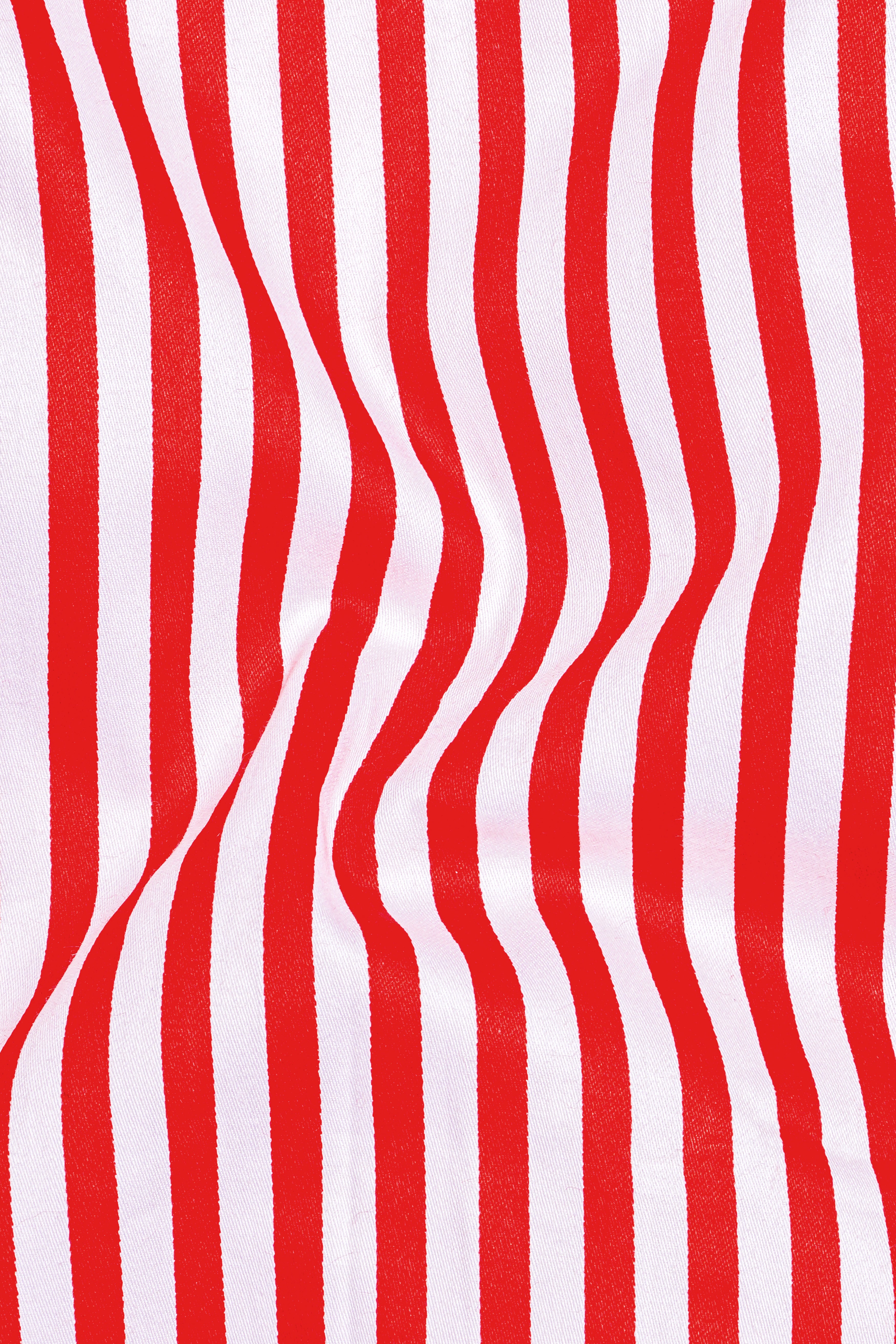 Cuffire-Milano Red And Bright White Striped Super Soft Premium Cotton Dress Shirt