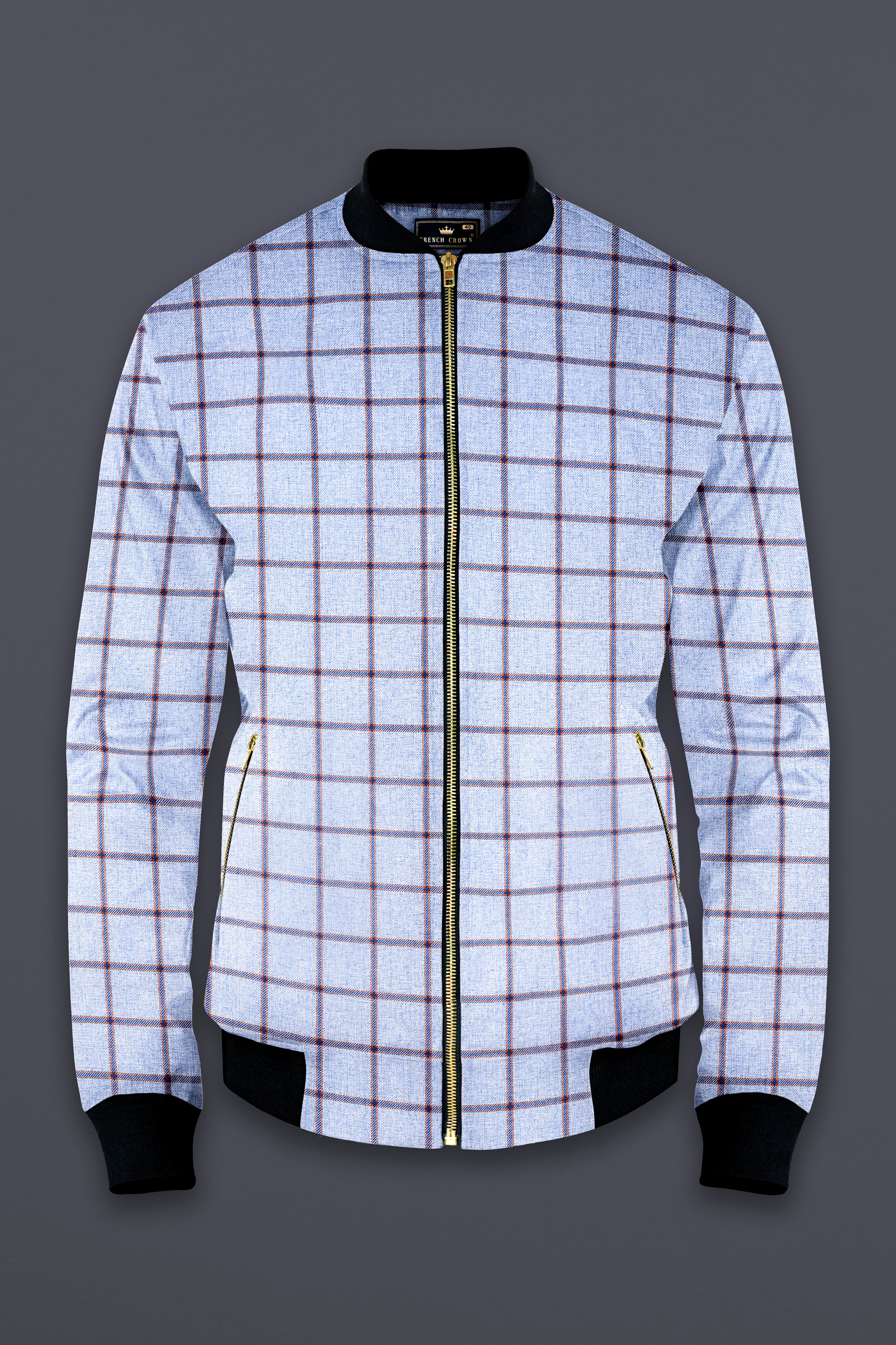 Mistrel-Spun Pearl Gray Windows Wool Rich Bomber Jacket